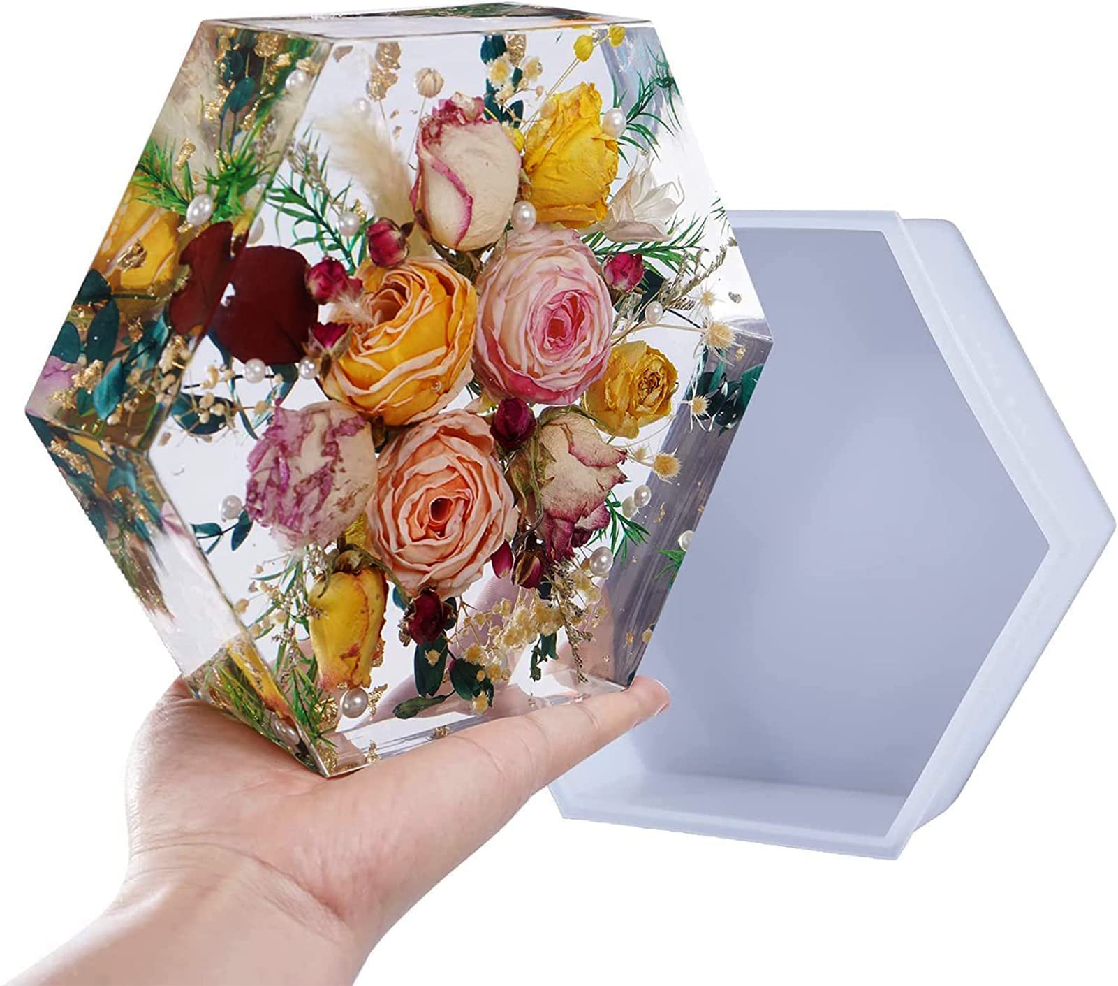 Premium 9 Inch Large Hexagon Resin Molds for Flower Preservation, DIY Valentine Gifts & Home Decor - Perfect for Epoxy Resin Art, Wedding Centerpieces, and Craft Projects