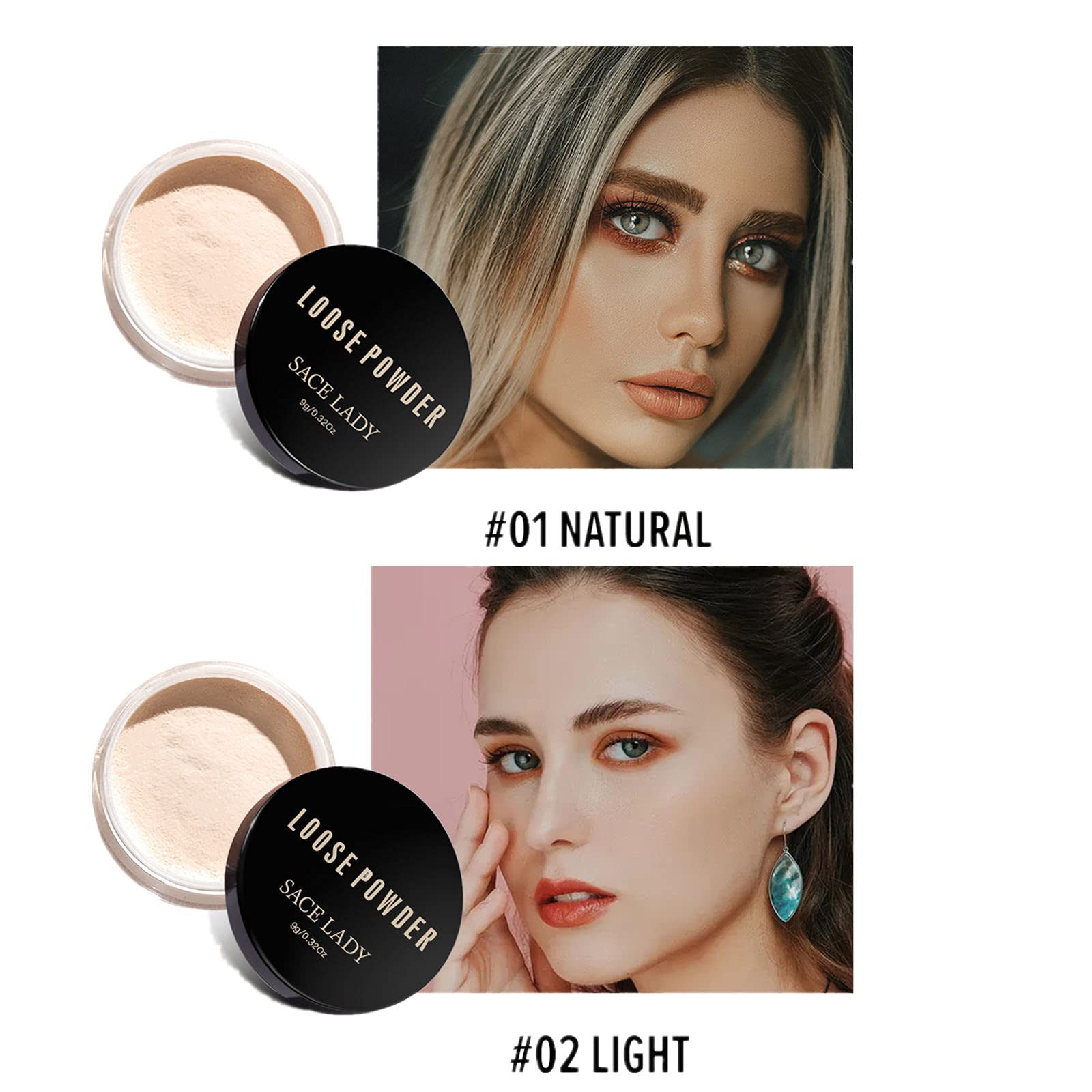 Oil Control Loose Powder Setting Makeup Kit - Waterproof, Poreless, Long Lasting Soft-Matte Face Powder (2 Colors, 2pcs*0.32Oz) for Flawless All-Day Makeup | Perfect for Oily Skin & Hot Weather