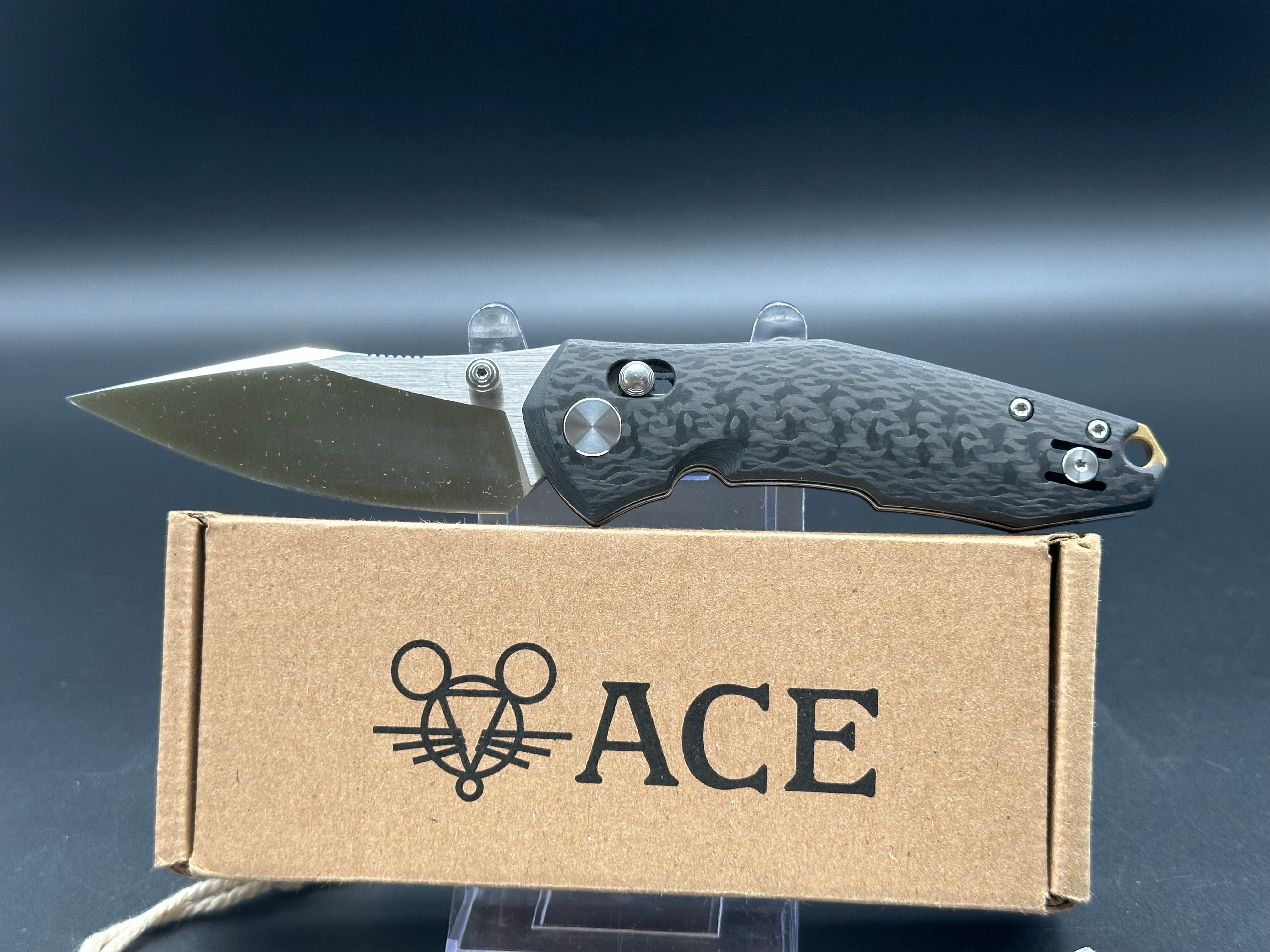 GIANT MOUSE KNIVES ACE NAZCA Folding Knife - Carbon Fiber Handle, MagnaCut Steel, Plain Edge | EDC, Outdoor, Camping & Survival Tool