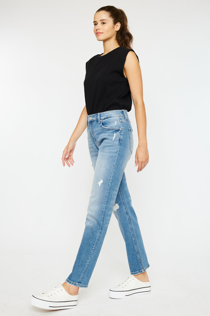 Mariko High Rise Slim Straight Leg Jeans for Women - Stretch Denim Pants with Comfortable Fit - Perfect for Casual Wear, Office & Date Night