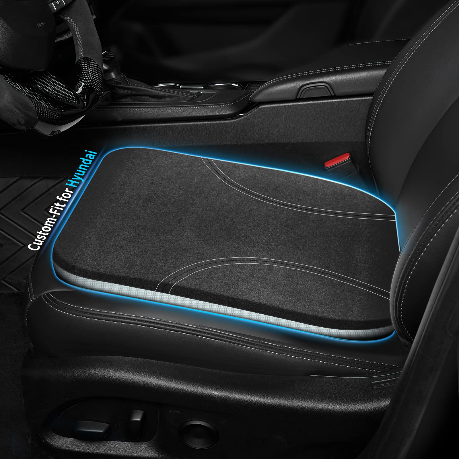 **Custom-Fit Hyundai Veracruz Seat Cushion – Breathable Suede & Ice Silk Dual-Layer with Memory Foam – Black (1PC) – Perfect for Long Drives & Hot Weather Comfort**