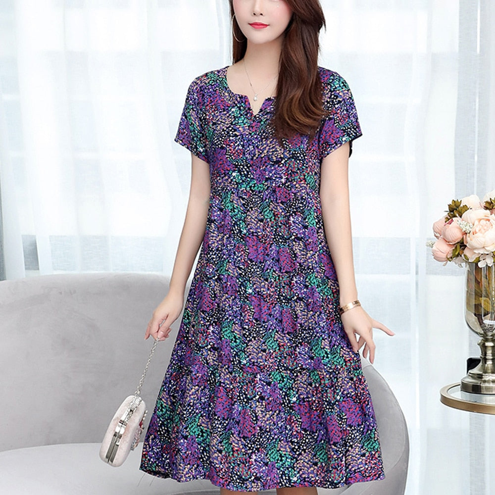Women's Slim Fit Loose V-Neck Casual Dress - Flowy Summer Dress for Beach, Party & Everyday Wear