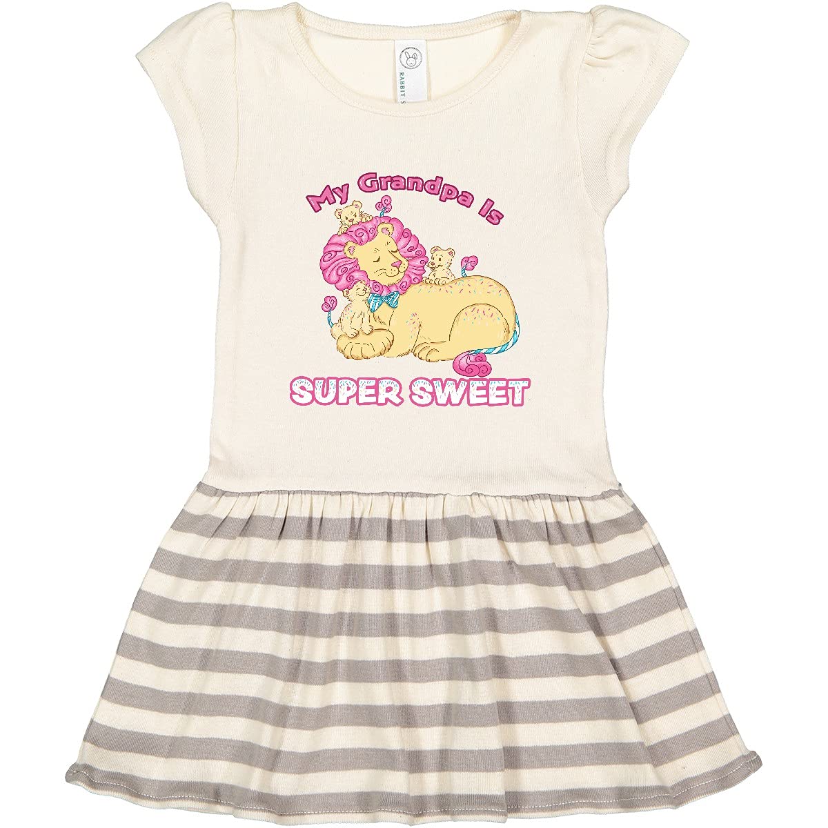 Inktastic My Grandpa is Super Sweet Cotton Candy Lions Toddler T-Shirt - Cute Pink Graphic Tee for Girls, Birthday Gifts, Family Outfits & Grandparents Day Celebrations