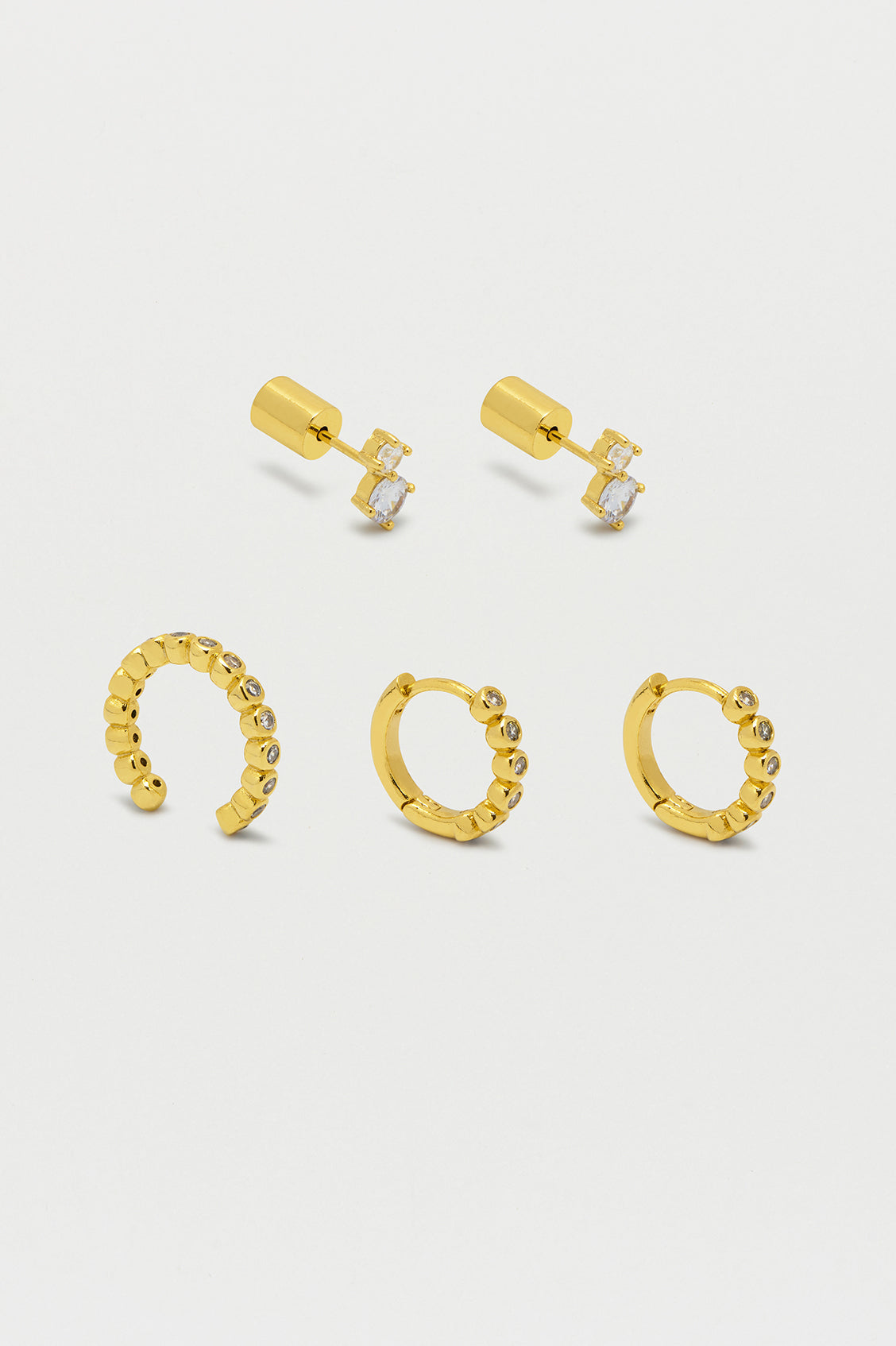 Stylish Trio Earrings Set for Women - Trendy Gold, Silver & Rose Gold Hoop Earrings - Perfect for Everyday Wear, Parties & Gifting