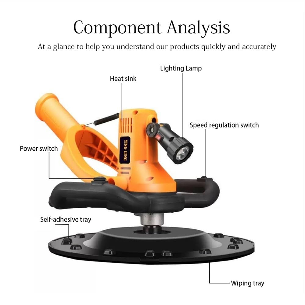 Electric Trowel Power Concrete Mixer - 6 Speed (280-2800 RPM) Handheld Concrete Trowel Machine for Wall Smoothing & Polishing | Professional Concrete Tools for Construction, DIY Projects & Home Renovation