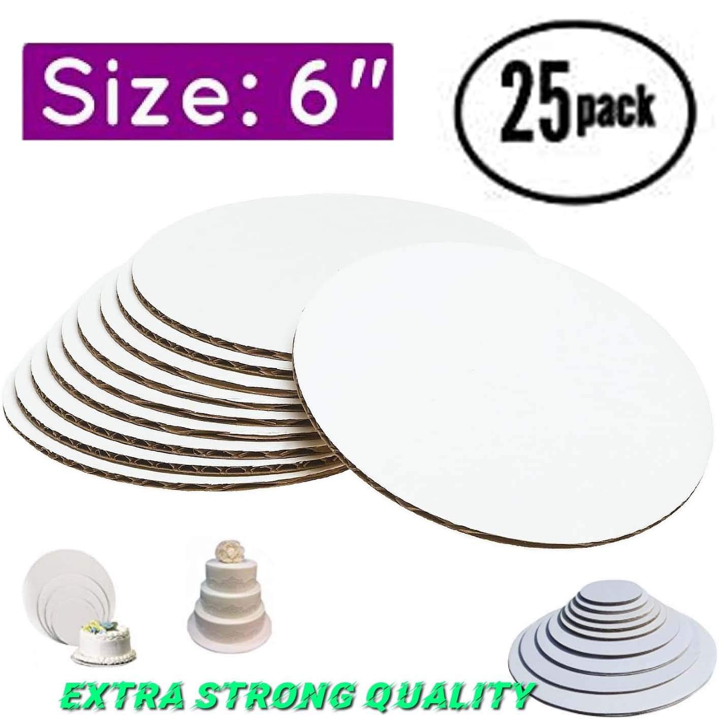 6-Inch White Round Cake Circles - 25-Pack | Sturdy Cardboard Cake Boards for Baking, Decorating & Serving | Perfect for Birthday, Wedding & Party Cakes