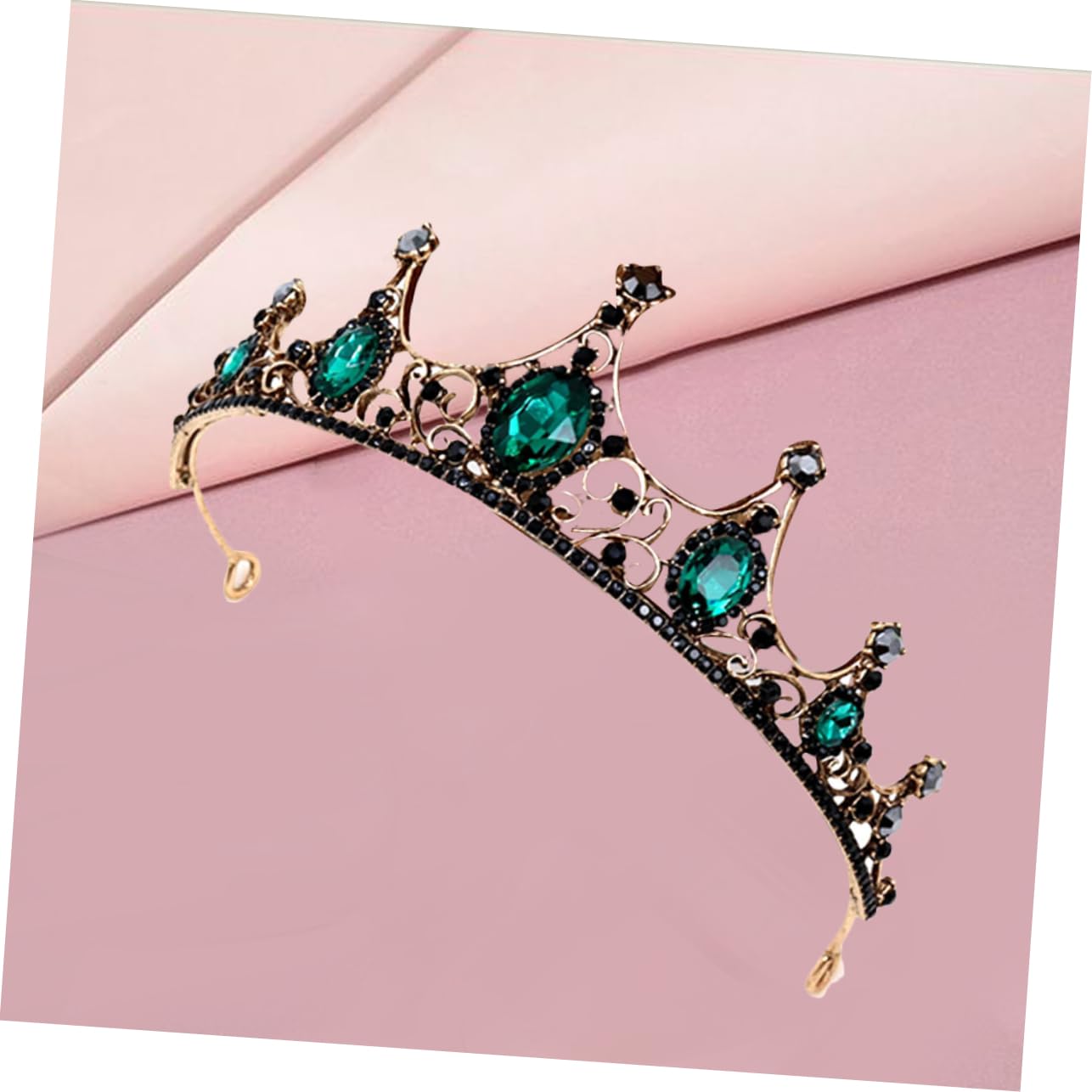 FOMIYES Bridal Tiara Headpiece for Women - Baroque Style Wedding Crown with Green Stones - Perfect for Brides, Misses, and Special Occasions