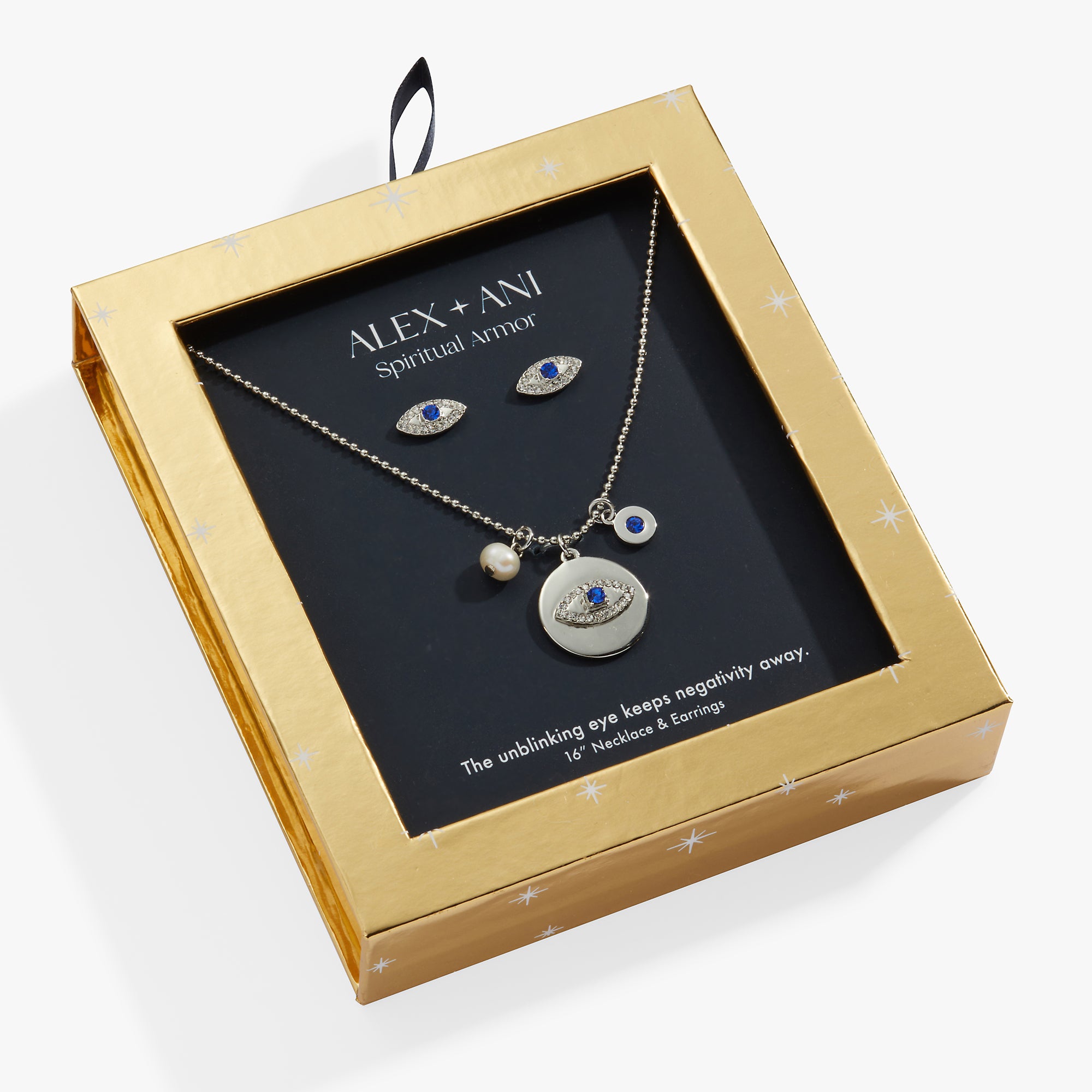 Evil Eye Protection Jewelry Set - Necklace & Stud Earrings for Women, Gift for Her | Spiritual Wardrobe Accessory for Everyday Wear & Special Occasions