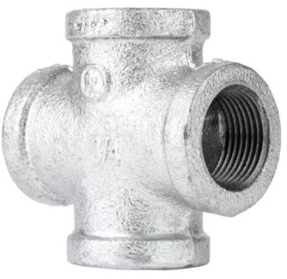 1 1/2 Inch FIP Galvanized Steel Cross Fitting (8/16 Size) - GS314-24 - Heavy Duty Plumbing Connector for Water Pipes, HVAC Systems & Industrial Applications