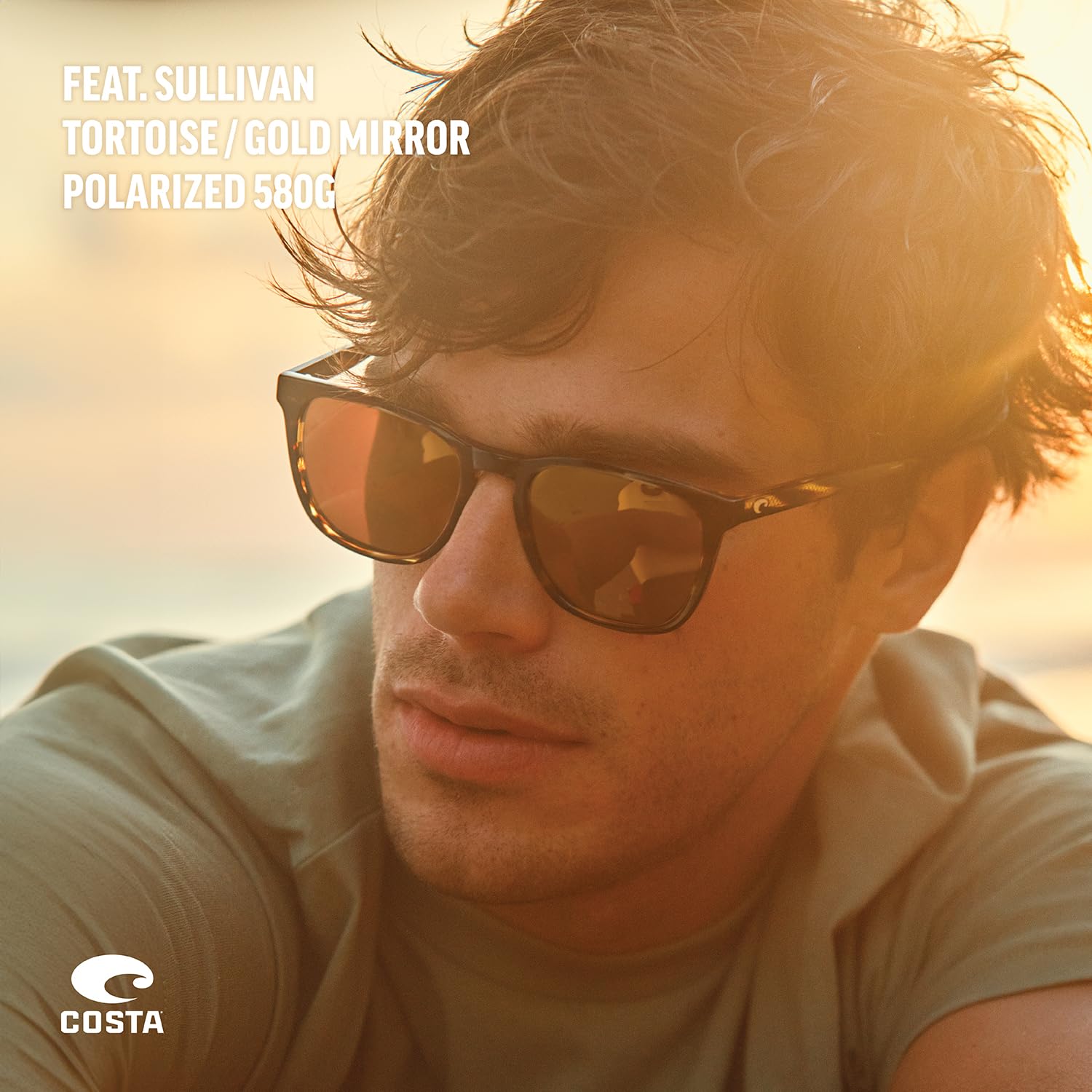 Costa Del Mar Men's Sullivan Square Polarized Sunglasses - UV Protection, Durable Frame for Fishing, Driving & Outdoor Activities