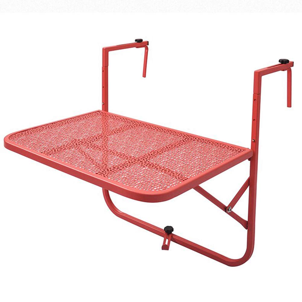 ELLENS Outdoor Folding Deck Table - Compact Adjustable Balcony Hanging Railing Table - Serving Side Stand for Patio, Garden, RV & Camping - Space-Saving (Black/White/Pink/Green) - Perfect for Small Spaces, Outdoor Dining & Entertaining