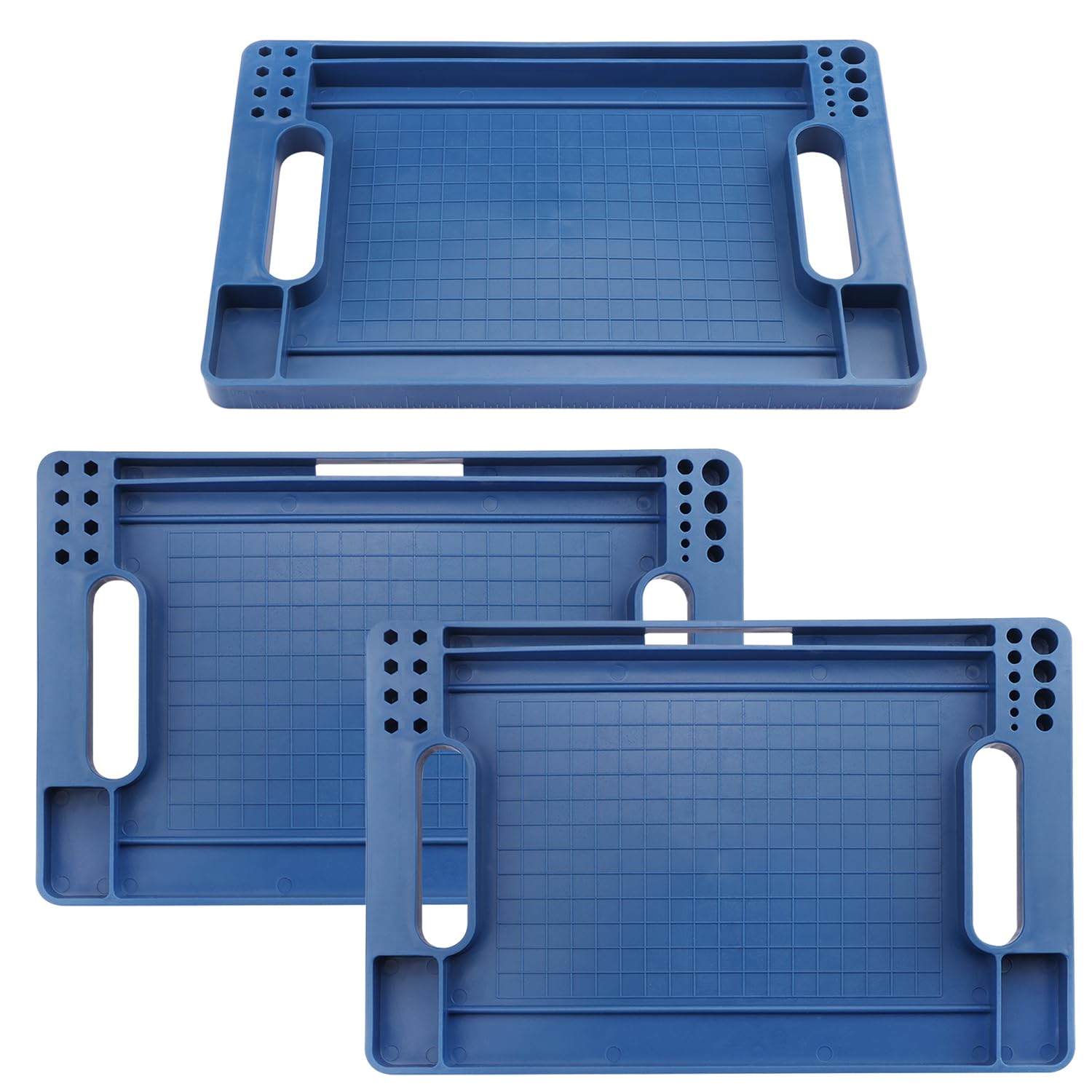 3-Piece Non-Slip Rubber Tool Tray Set - Heat & Oil Resistant Flexible Tool Organizer Mat (14