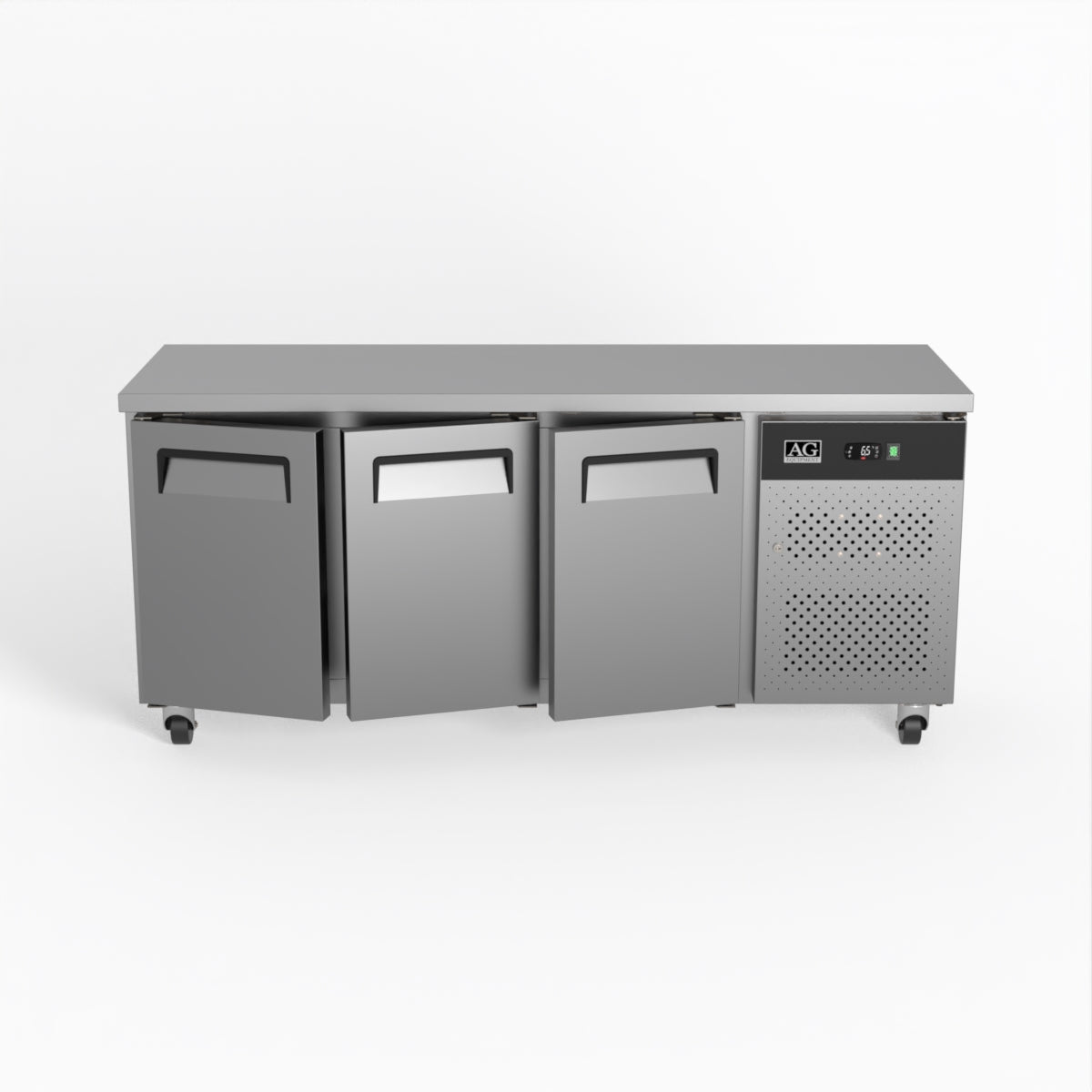 Commercial Refrigerator - 3 Door Under Counter Fridge 600mm Depth for Restaurants, Bars & Catering Businesses