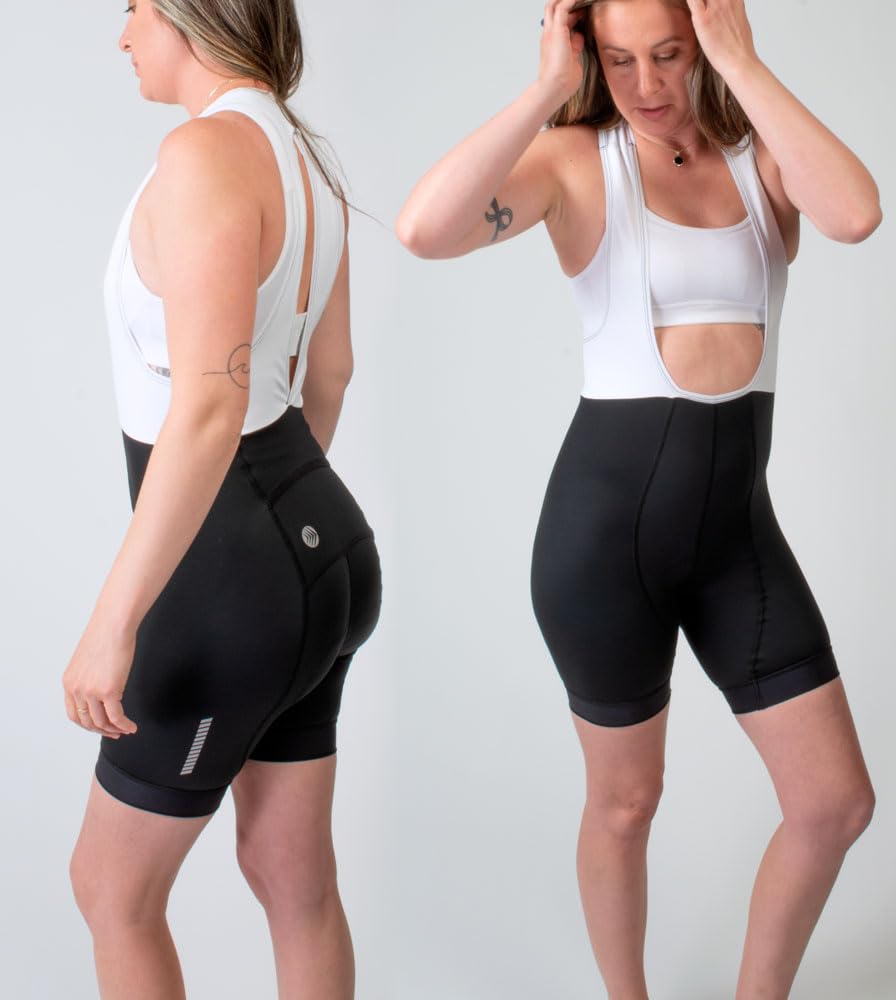 Women's Padded Cycling Bib Shorts - Long Distance Comfort, Breathable & USA Made - Perfect for Road Biking, Spinning & Indoor Cycling Workouts