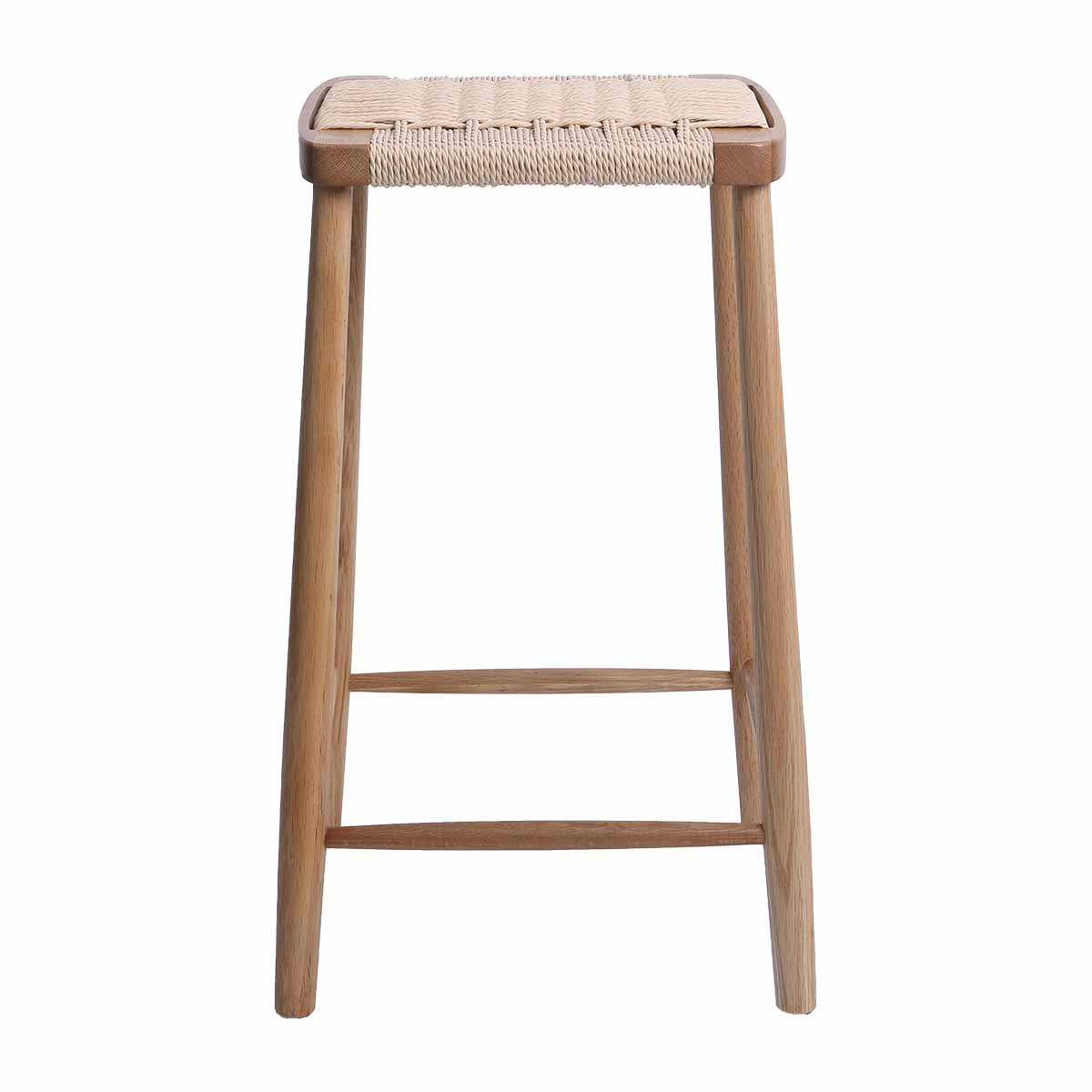 Fitzroy Rattan Bar Stool - Natural Wicker Counter Height Stool with Cushion - Perfect for Kitchen Island, Breakfast Nook & Outdoor Patio Seating