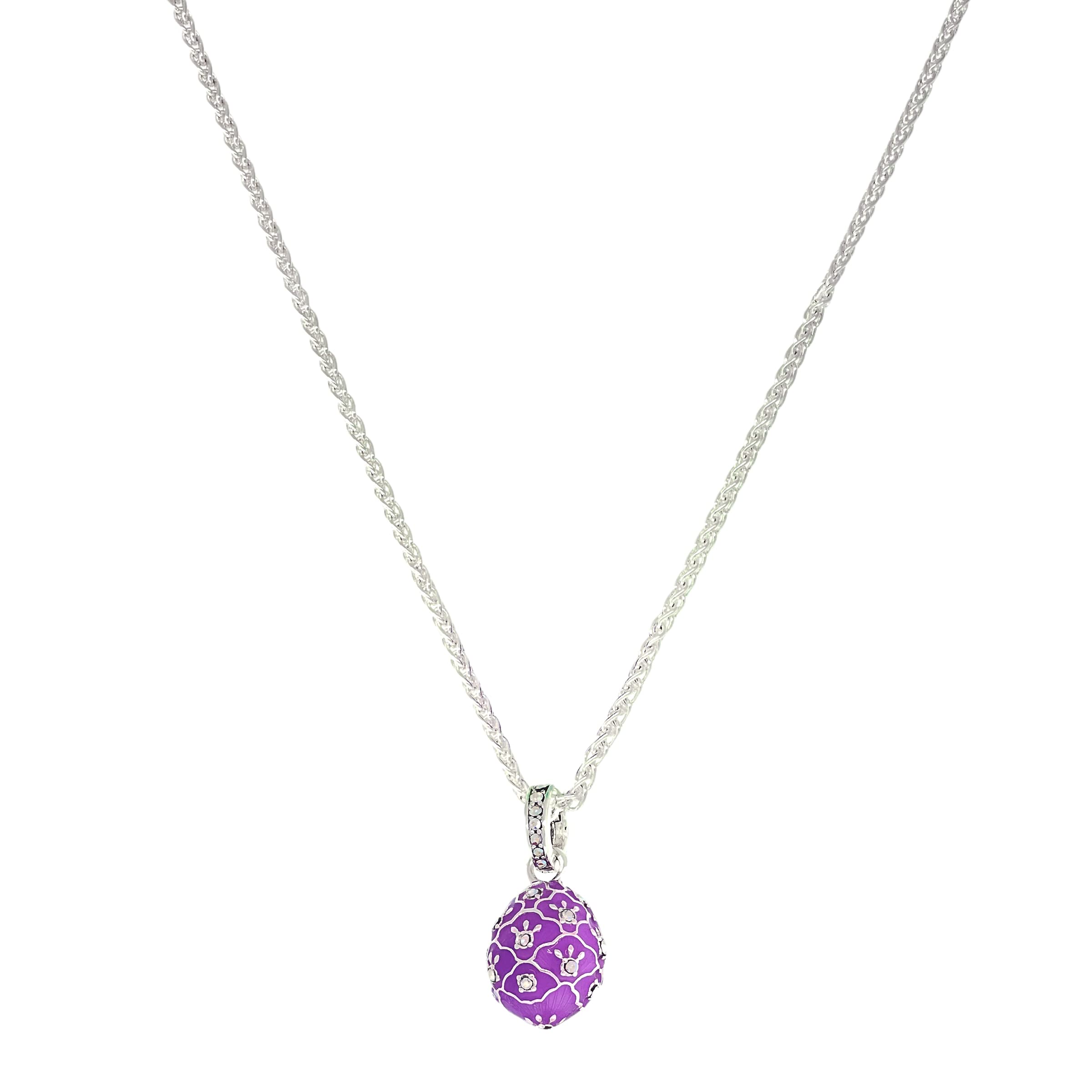 Ritzy Couture DeLuxe Lavender Easter Egg Charm - Fine Silver Plated Decorative Ornament for Easter Decorations, DIY Crafts, and Spring Home Decor