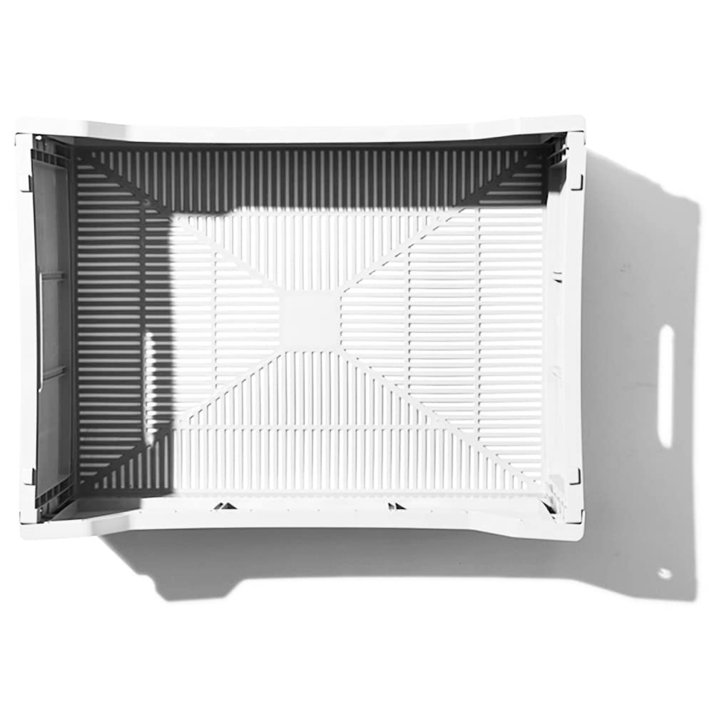 Stackable Folding Storage Crate - White Medium (3-Pack) for Desk Organization, Beauty Supplies & Closet Storage - Perfect for Home, Office & Dorm Room Organization