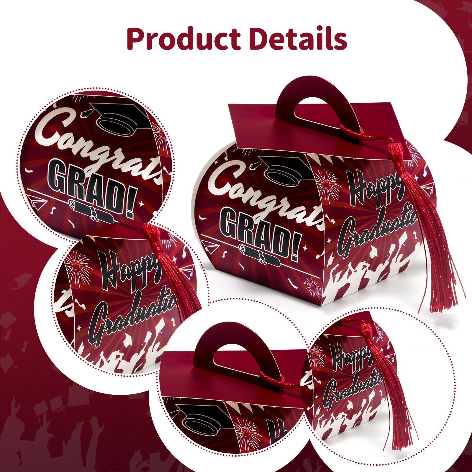 36 Pcs Graduation Cap Gift Boxes with Tassel - Elegant Graduation Party Decorations, Candy Treat Boxes for Graduation Centerpieces & Party Favors - Perfect for Graduation Ceremonies, School Parties & Celebration Events
