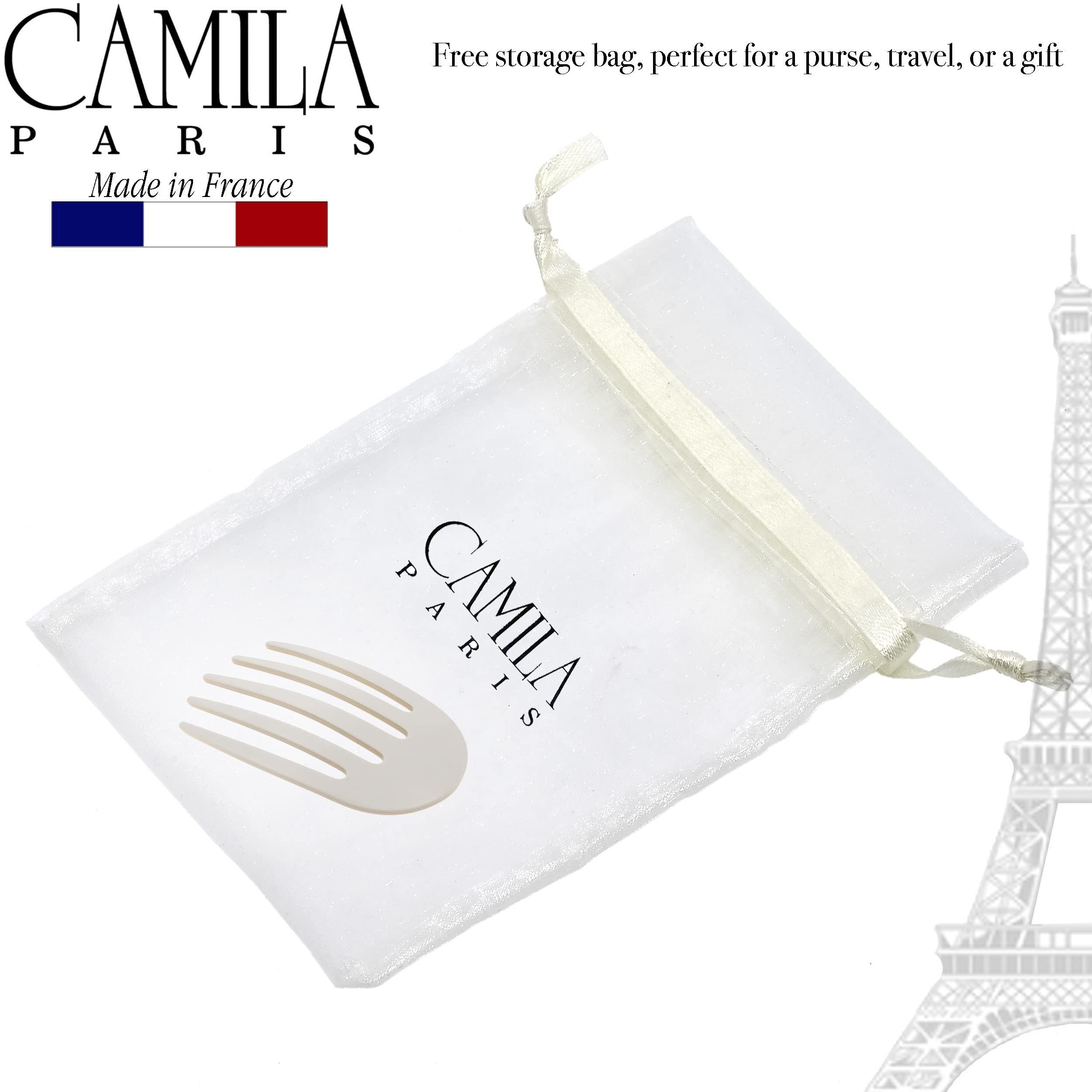 Camila Paris CP3405 French Hair Side Comb - White Pearl Handmade Hair Clip for Women | Strong Hold No Slip Hair Accessory for Bun, Chignon & French Twist | Perfect for Weddings, Prom & Formal Events | Made in France