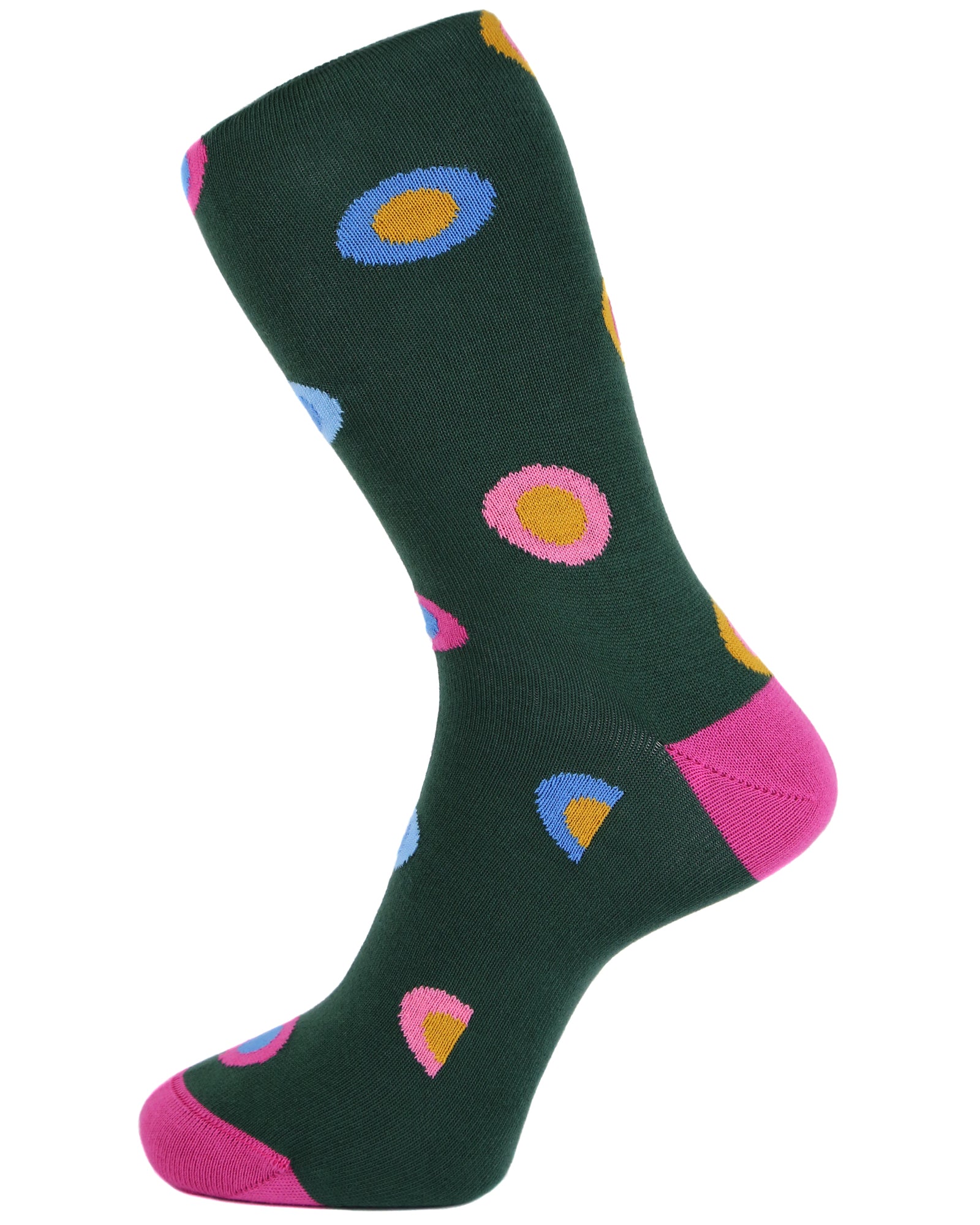 DÉCLIC Mitch Socks for Men - Comfortable Green Cotton Crew Socks - Perfect for Running, Hiking & Casual Wear