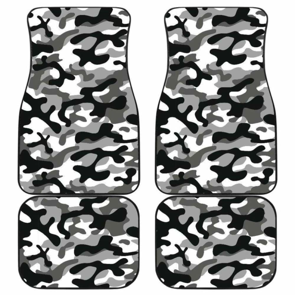 Black & White Camo Car Mats - Durable Front & Back Floor Mats with Camouflage Pattern (Model 112608) - Perfect for Trucks, SUVs & Off-Road Vehicles