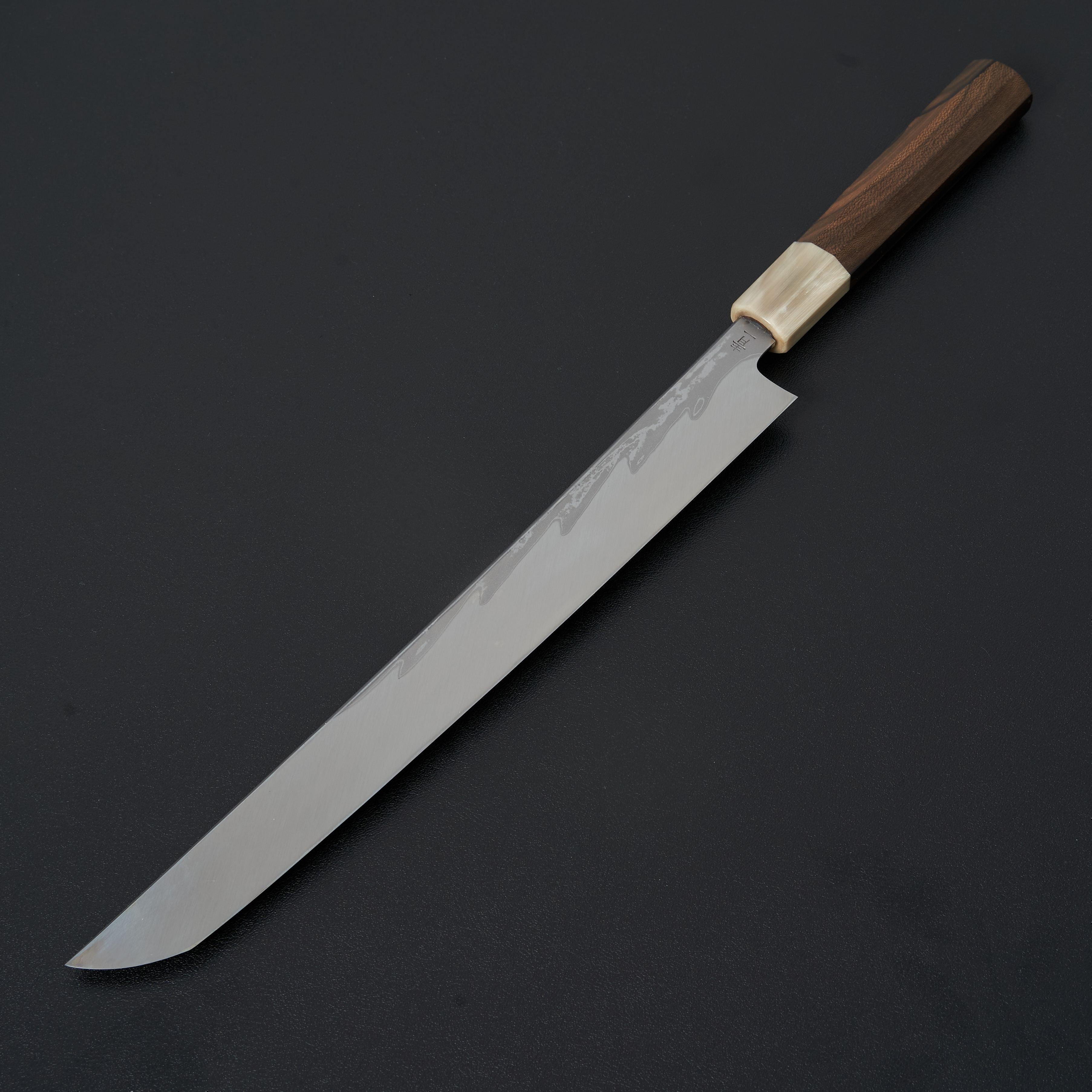 Hitohira Kikuchiyo Mosuke Kikko Blue #1 Yanagiba Sushi Knife 300mm - Premium Japanese Chef Knife with Ziricote Wood Handle & Saya Scabbard - Perfect for Sushi Chefs, Professional Kitchens & Home Cooking Enthusiasts
