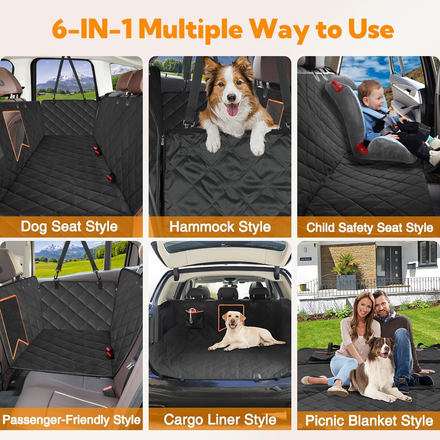 Waterproof Dog Car Seat Cover for Back Seat - Heavy Duty 600D Hammock with Mesh Window, Anti-Scratch & Non-Slip Pet Seat Protector for Cars, Trucks & SUVs - Perfect for Travel, Outdoor Adventures & Daily Commutes