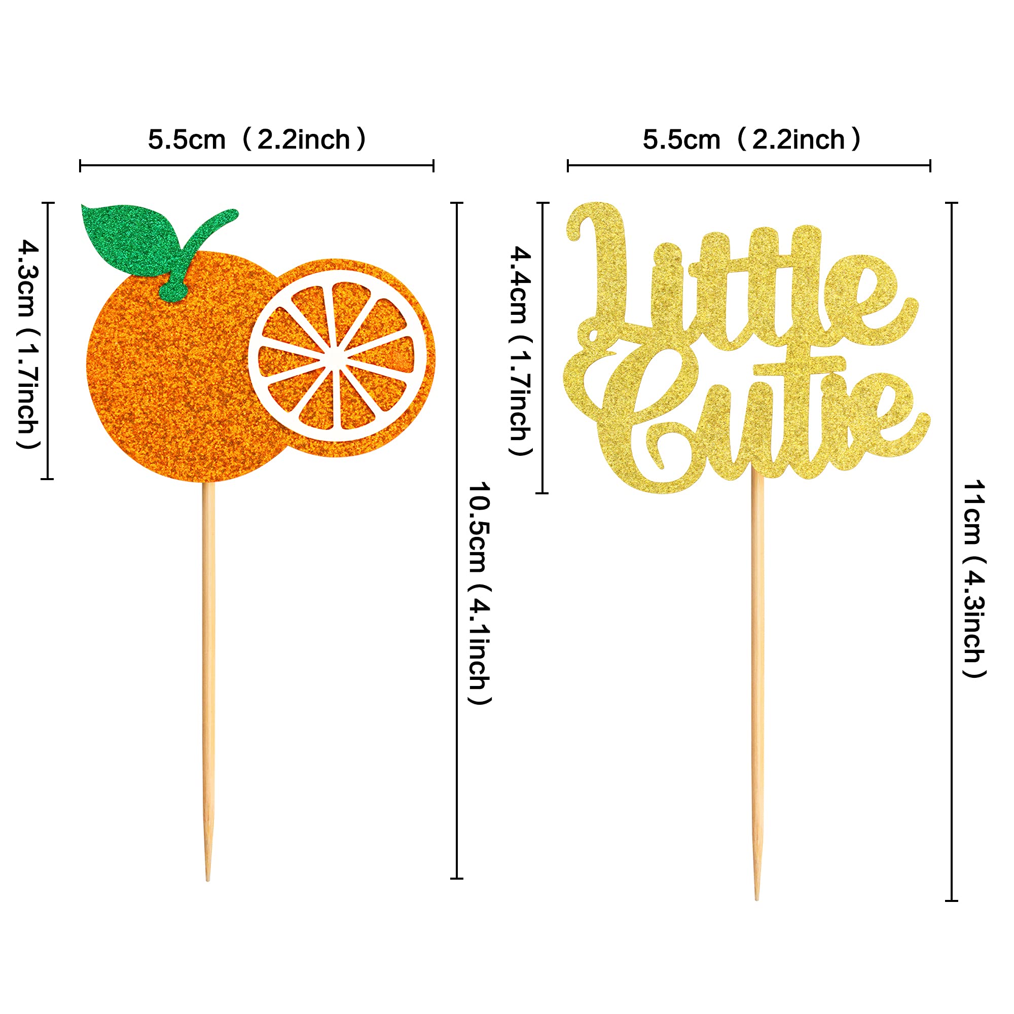 30 Pack Gold Citrus Garland Cupcake Toppers - Orange Cupcake Picks for Baby Showers, Birthday Parties, Wedding Decorations & Cake Decorating Supplies - Perfect for Dessert Table Displays & Holiday Celebrations