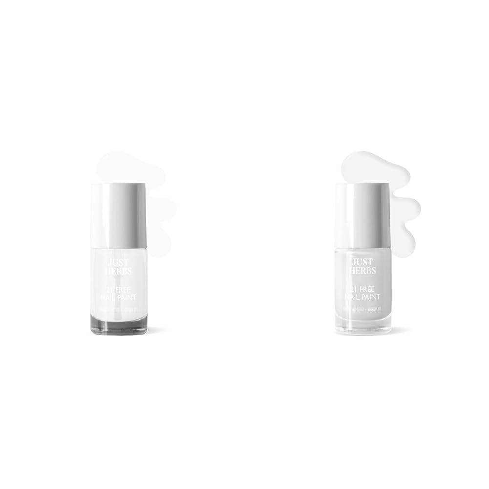 Just Herbs Nail Polish Combo - Crystal Clear & Jasmine White | Vegan, Non-Toxic, Long-Lasting Formula | Perfect for Manicures, Pedicures, and Nail Art Designs