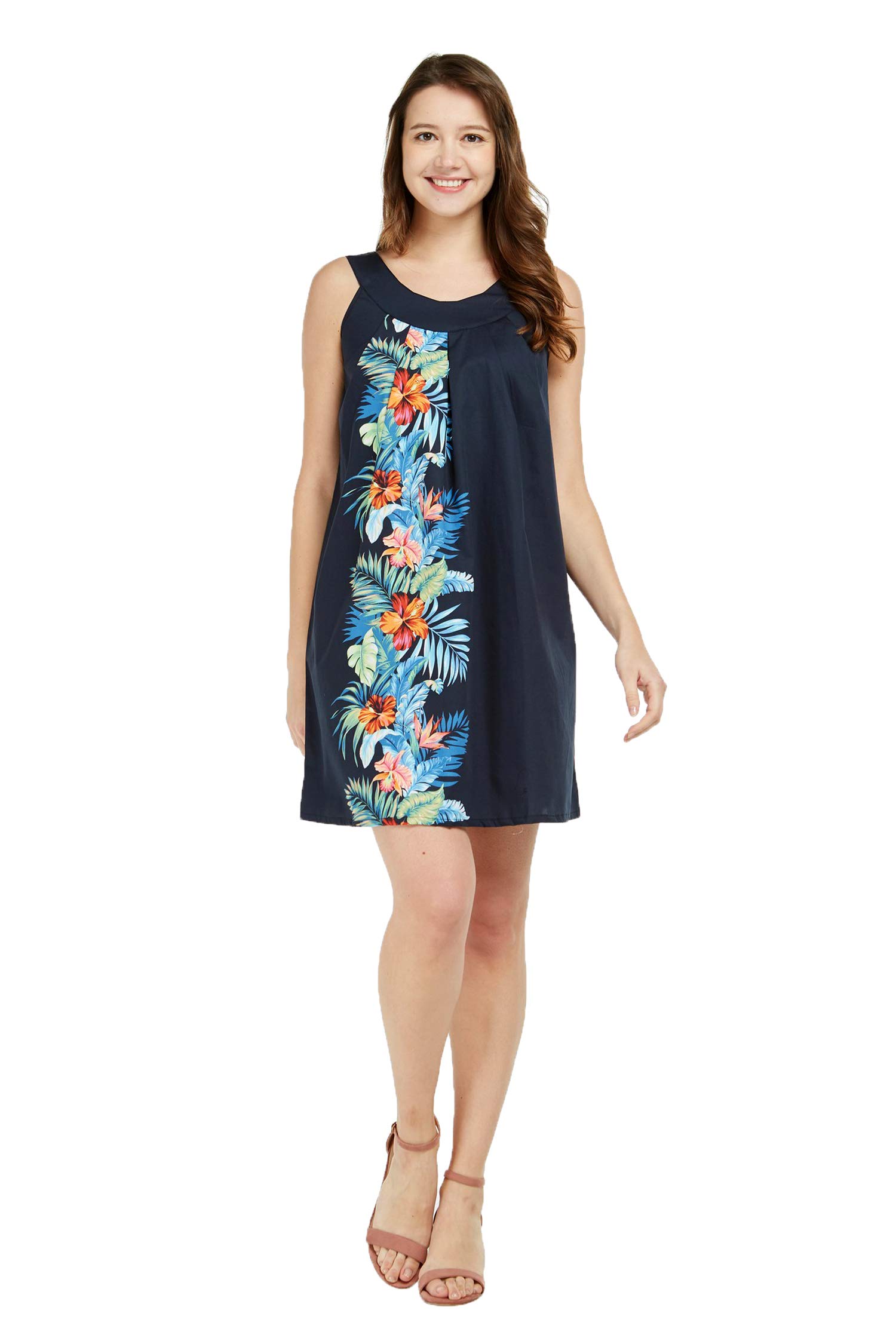 Hawaiian Luau Matching Mother Daughter Dresses - Floral Round Neck Shift Dresses in Orchid Paradise for Beach Vacation & Family Photos