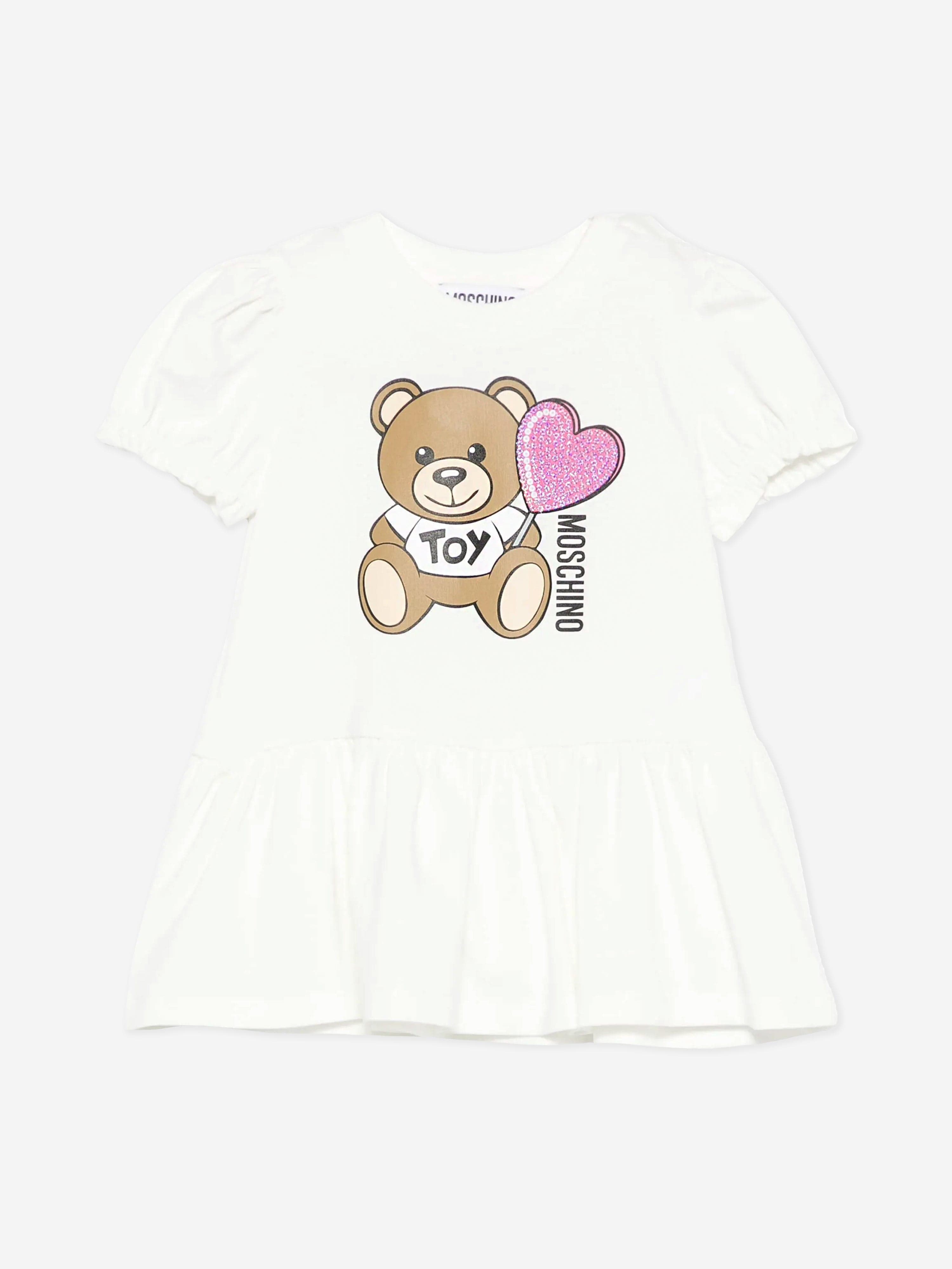 Adorable Ivory Teddy Bear Dress for Baby Girls - Perfect for Birthday Parties, Photo Shoots & Special Occasions