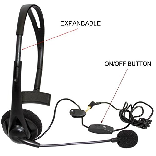 Wired Mono Headphone with Mic - 3.5mm Single Earbud Headset, Over-The-Head Design, Hands-Free Microphone - Compatible with LG Stylo 6 & Other Smartphones - Perfect for Call Centers, Office Work & Online Meetings