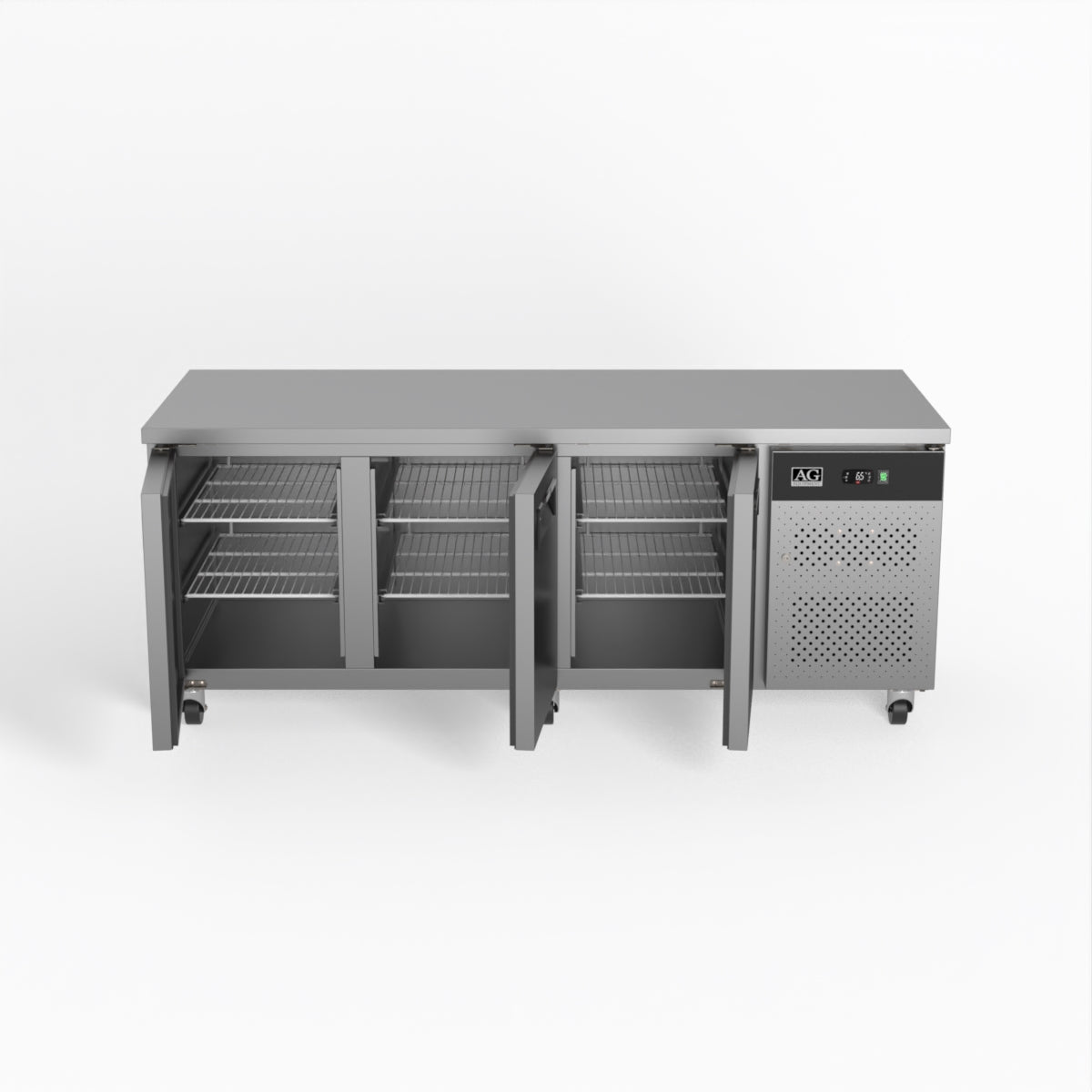 AG 3-Door Commercial Refrigerator - 800mm Depth Under Counter Fridge for Restaurants, Bars & Kitchens | Heavy-Duty Stainless Steel Worktop Freezer