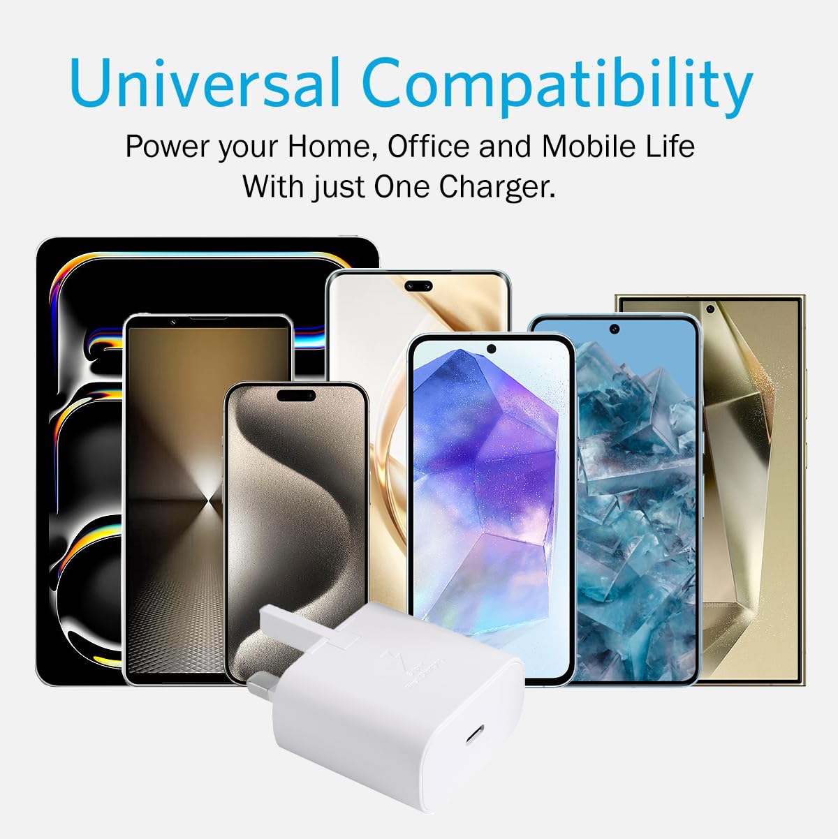KP TECHNOLOGY 25W Super Fast PD Charger for Honor 200/200 Pro/200 Lite - USB C Wall Adapter with Power Delivery & Included Charging Cable (White) - Perfect for Home, Office & Travel Fast Charging