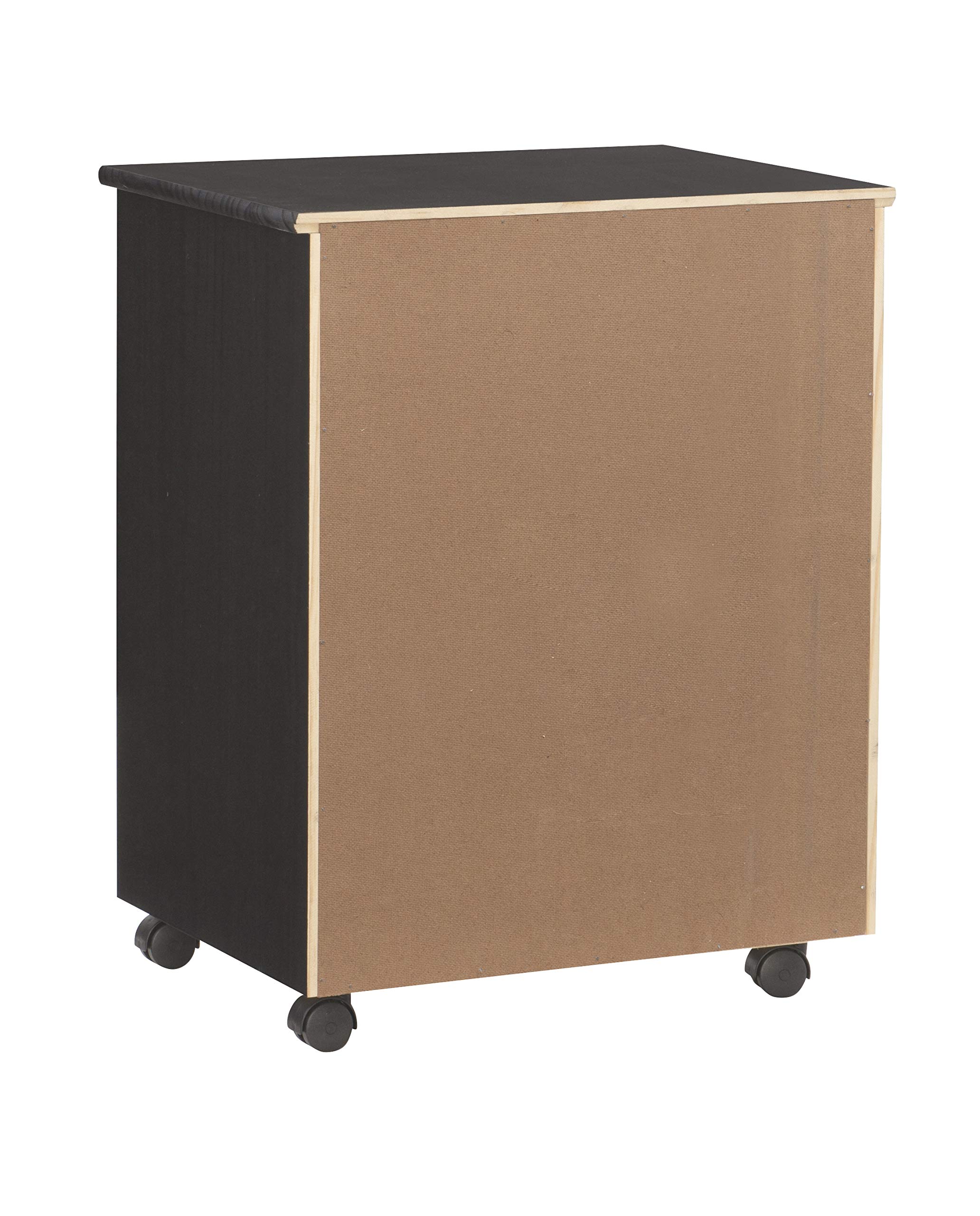 Linon Corinne Black 6-Drawer Wide Rolling Storage Cart - Perfect for Home, Office, and Craft Room Organization