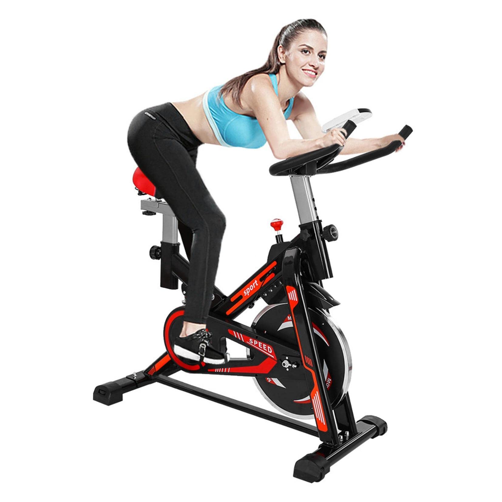 Premium Indoor Cycling Bike - Stationary Exercise Bike with Comfortable Seat Cushion & Shock Absorption System - Professional Home Gym Equipment for Cardio Workouts & Fitness Training