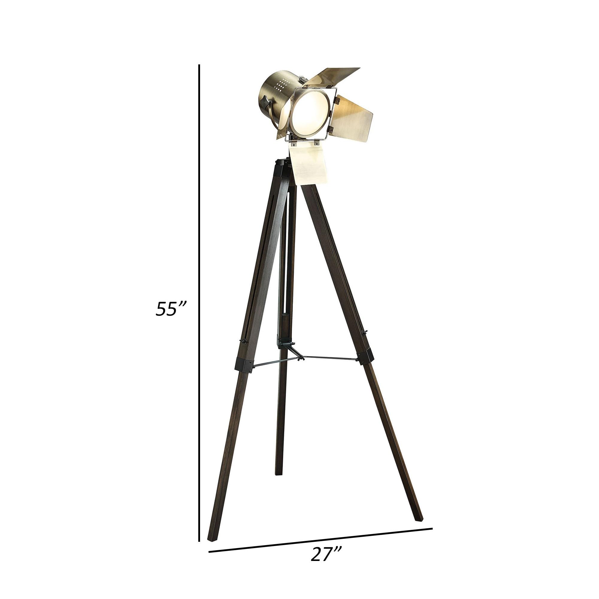 Benjara BM308969 55-inch Modern Tripod Floor Lamp in Black & Brass - Perfect for Living Room, Bedroom, or Office Lighting