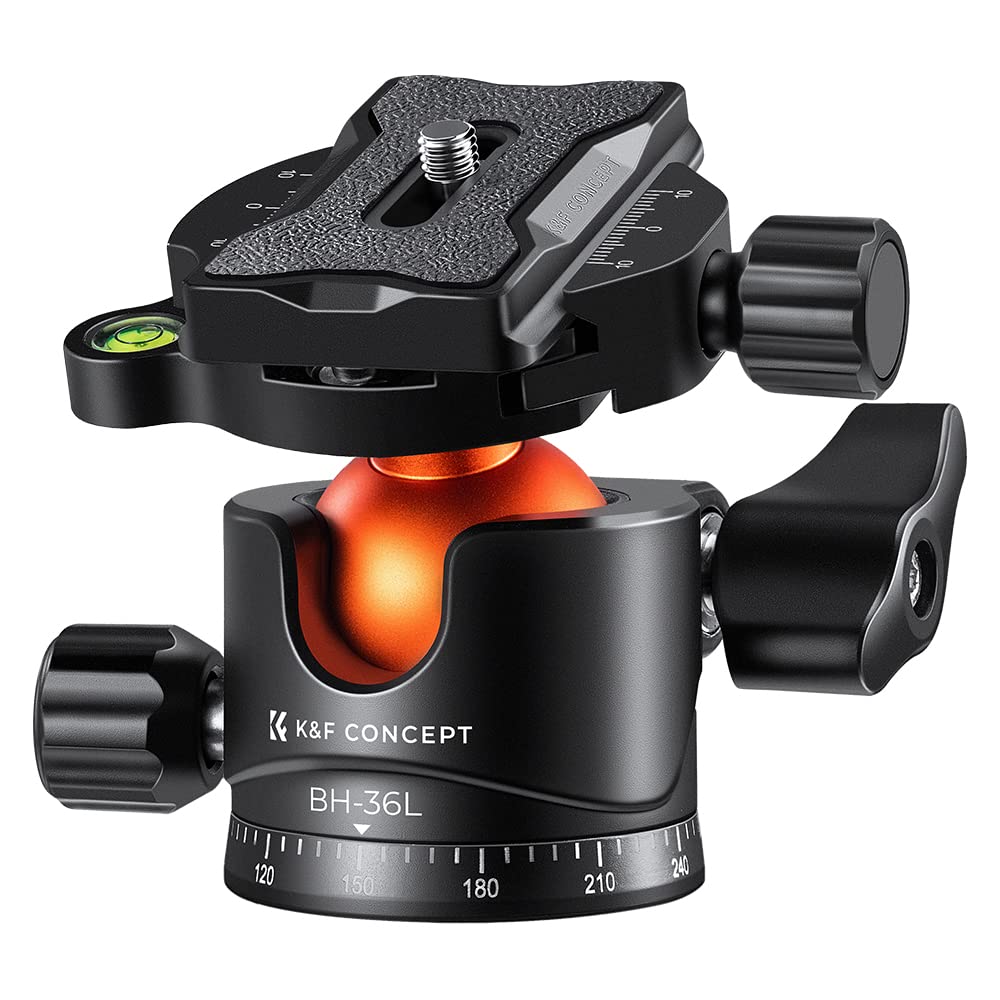 K&F Concept 36mm Metal Tripod Ball Head - 360° Rotating Panoramic Ballhead with 1/4