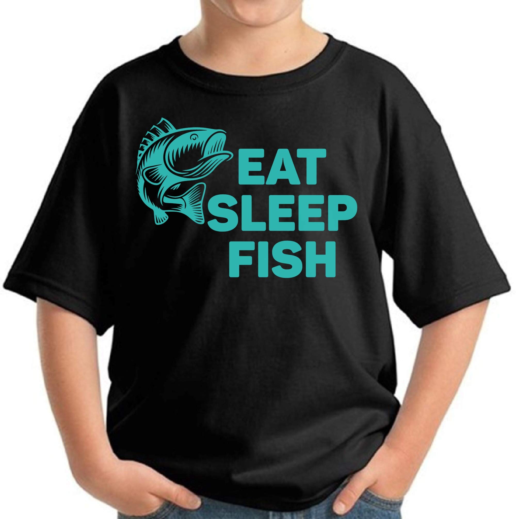 Eat Sleep Fish Kids T-Shirt - Funny Fishing Shirt for Boys & Fishing Lovers - Perfect Gift for Young Anglers - Ideal for Fishing Trips, Outdoor Adventures & Casual Wear
