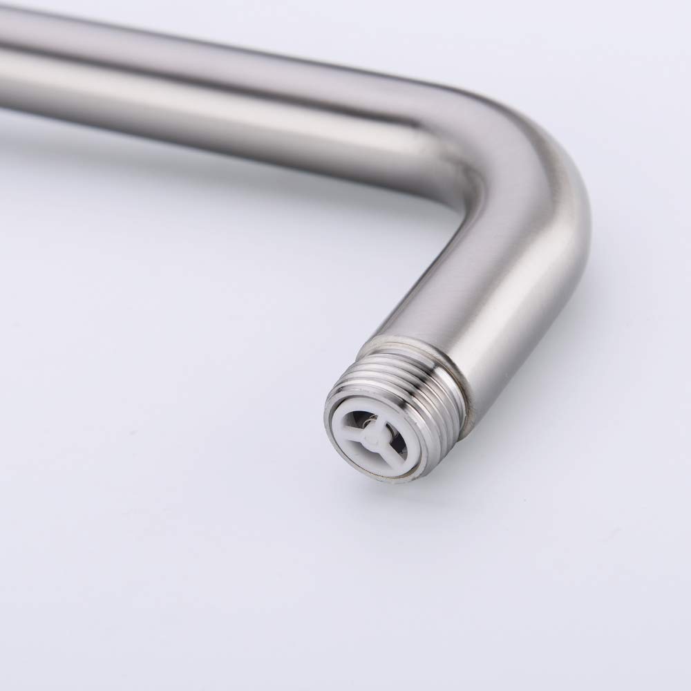 16 Inch Brushed Nickel Shower Extension Arm - 90 Degree Adjustable Rain Shower Head Mount with Flange - Long Wall Mounted Shower Arm Extender for Fixed Shower Heads - Perfect for Bathroom Renovation & Spa-Like Shower Experience
