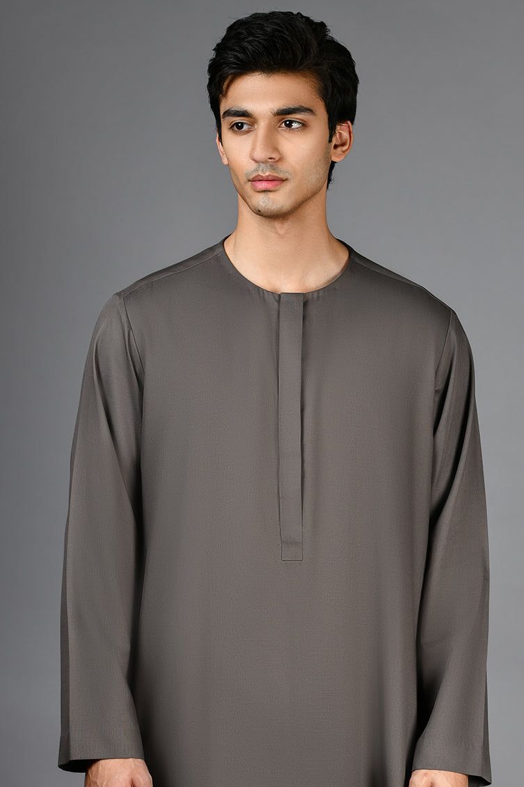 Premium Blended Grey Jubba by J. Junaid Jamshed - Elegant Islamic Prayer Outfit for Men - Perfect for Daily Salah, Jummah Prayer & Eid Celebrations