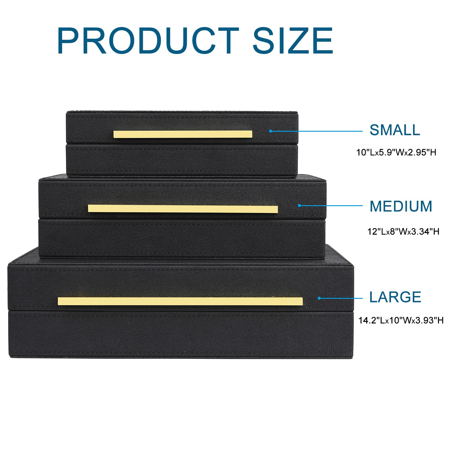 Faux Leather Shagreen Storage Box Set of 3 - Modern Stacking Decorative Boxes with Lids for Jewelry, Home Decor & Coffee Table Organization | Perfect for Bedroom, Living Room & Office Storage