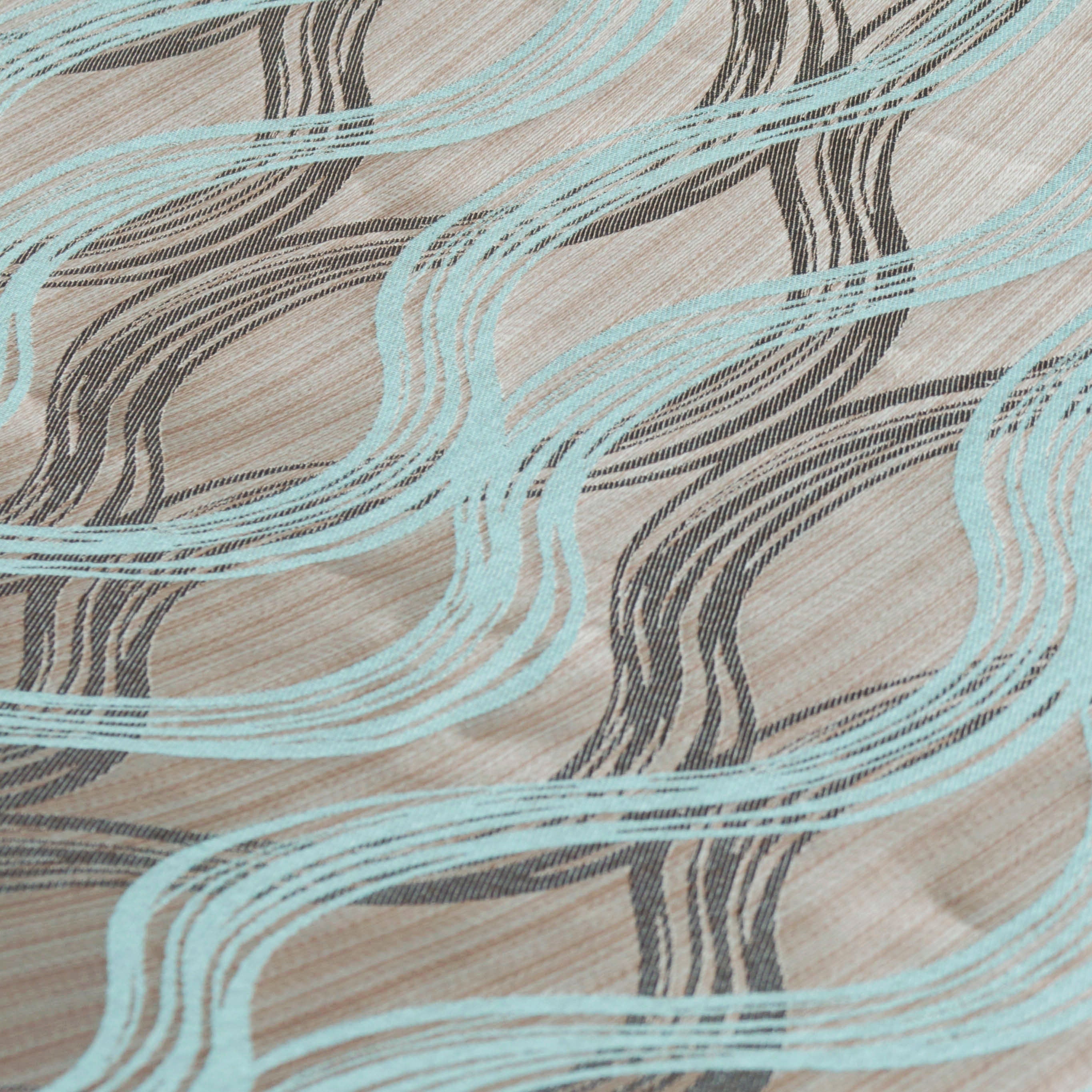 Aqua Stripes Jacquard Weave Curtain Panels - Elegant Swirl Design Window Curtains for Living Room, Bedroom & Home Decor