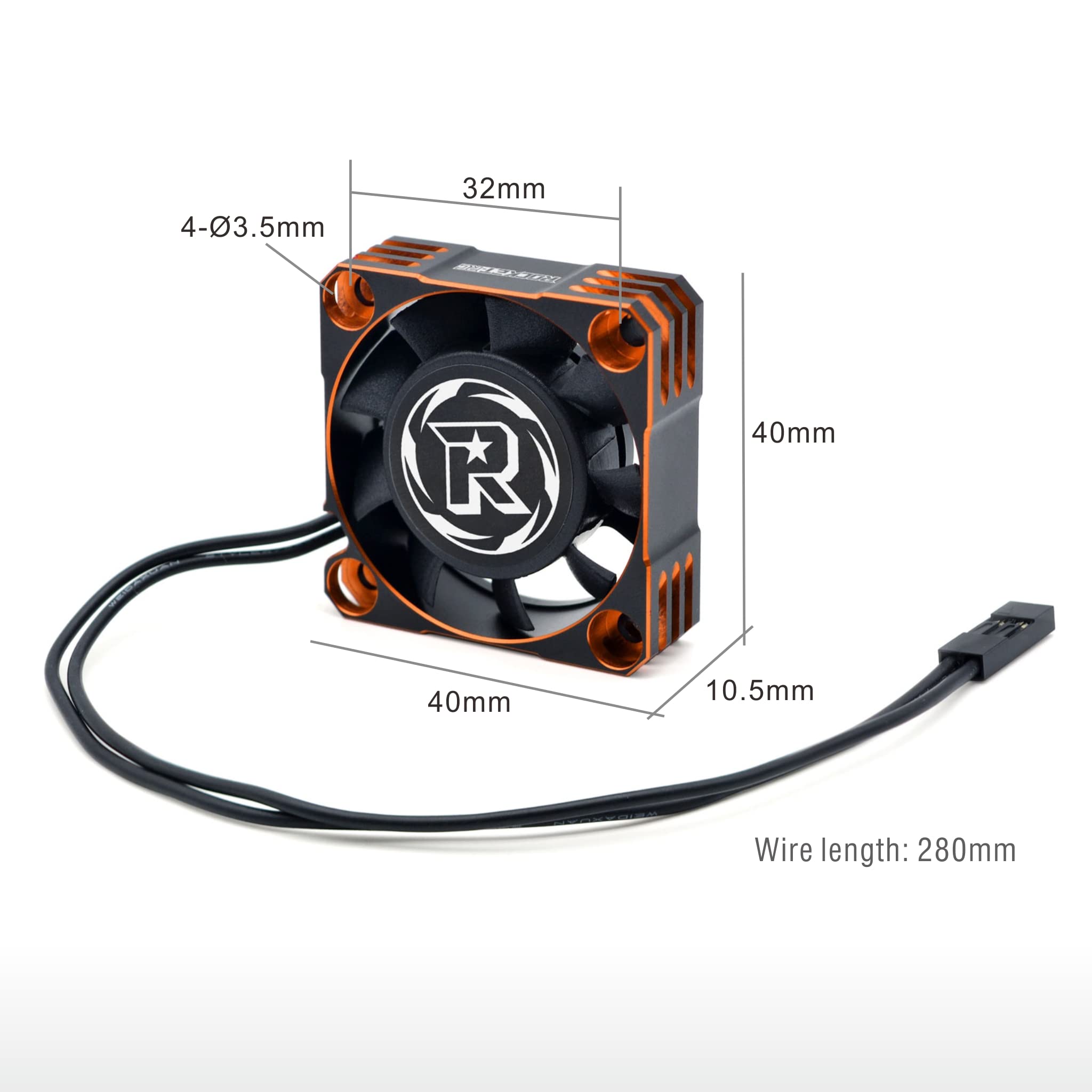 Surpass Rocket 40x40mm 16000RPM Waterproof RC Cooling Fan - High Speed ESC & Motor Fan for 1/10 1/8 Scale RC Cars & Trucks (Orange Black) - Perfect for Off-Road Racing & Extreme Performance Cooling