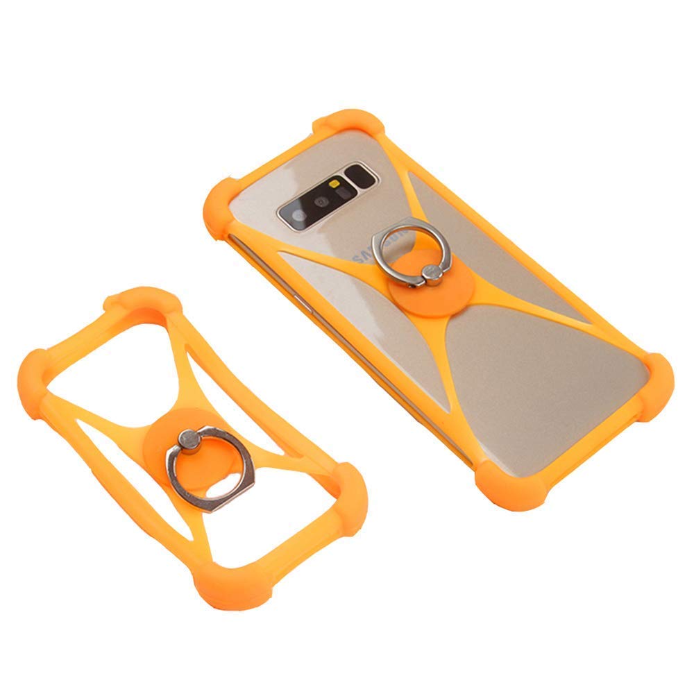 Shockproof 360° Rotate Ring Grip Silicone Bumper Case for Sony Xperia XA2 Ultra/XA/Z5 Premium/XZ/XZs/XZ2 Compact/XZ1 - Orange with Ring | Perfect for Outdoor Activities, Travel & Daily Protection