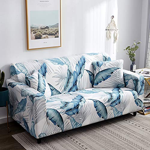 HOOBUY Stretch Sofa Cover for 3 Cushion Couch - Printed Slipcover with 2 Free Pillow Cases (Fits 3-Seater/Large 2-Seater Couches) - Perfect for Living Room, Family Room & Home Decor Protection