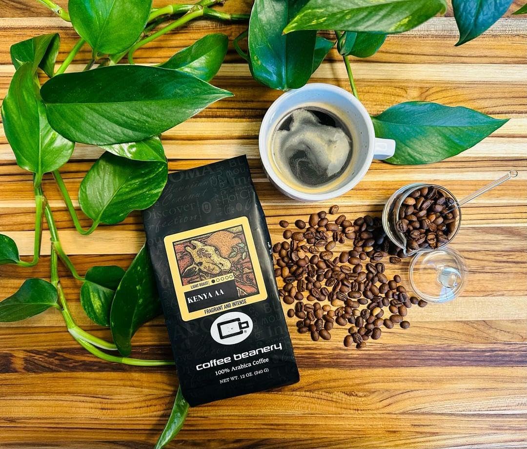 Premium Kenya AA Specialty Coffee - 12oz Bag Coarse Ground Light Roast | Single Origin Arabica Beans for Pour Over, French Press & Cold Brew