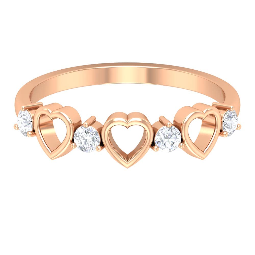 0.25 CT Round Cut Diamond Heart Promise Ring for Women - 14K Solid Gold Open Heart Engagement Ring - Perfect for Anniversaries, Valentine's Day & Proposals