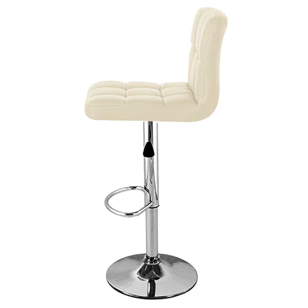 Boris Contemporary Adjustable Height Bar Stool - Chrome Base & Footrest, Cream Upholstery, Perfect for Kitchen Islands & Home Bars