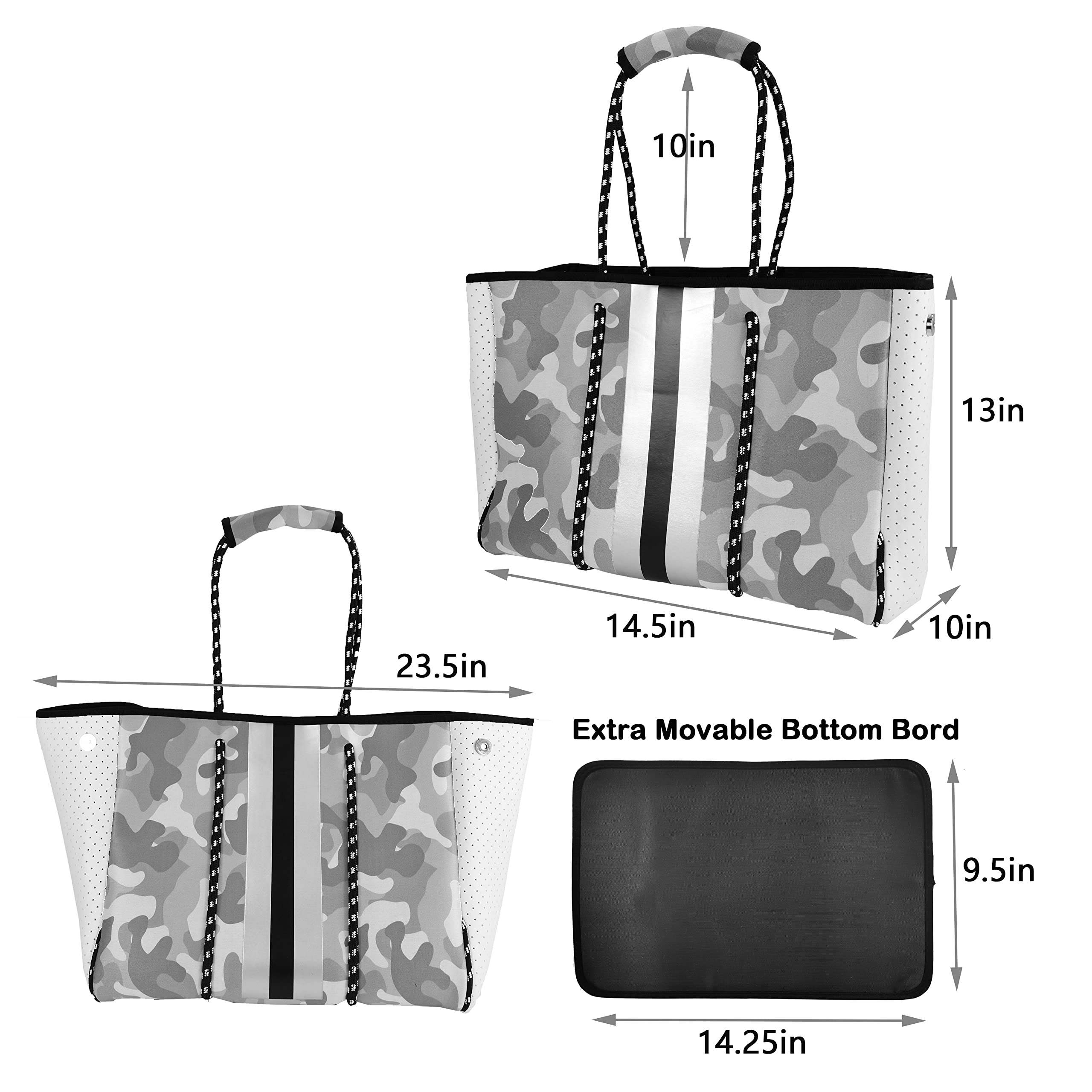 Waterproof Neoprene Tote Bag for Beach & Travel - Summer Shoulder Bag for Women & Men - Pool & Gym Essential